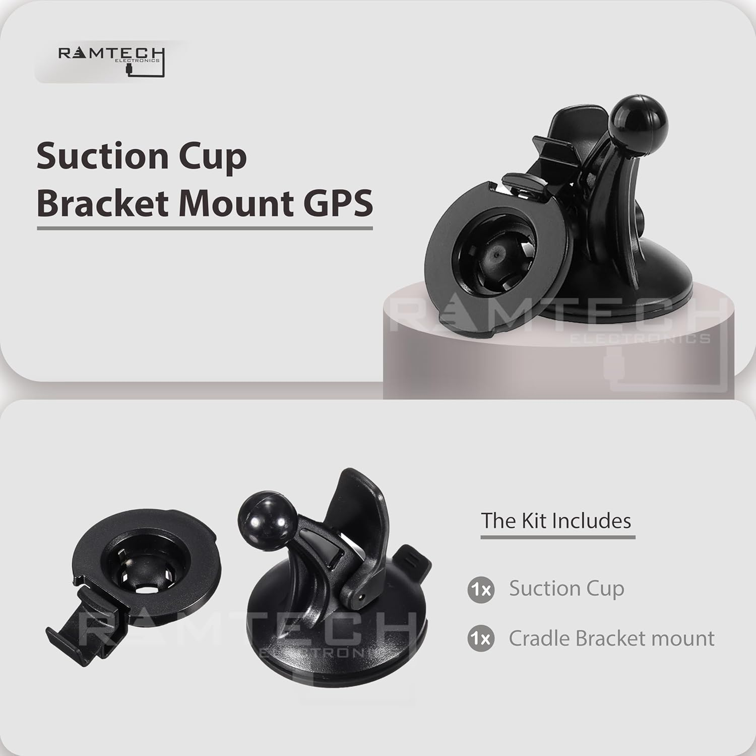 Ramtech Car Windshield Suction Cup GPS Mount with Bracket, Compatible with Garmin Dezl 570LMT 580 LMT-S, OTR500, OTR610, OTR620, OTR700, OTR710, OTR720 Truck GPS, RV 770 LMT-S, RV 780, SCR image number 5