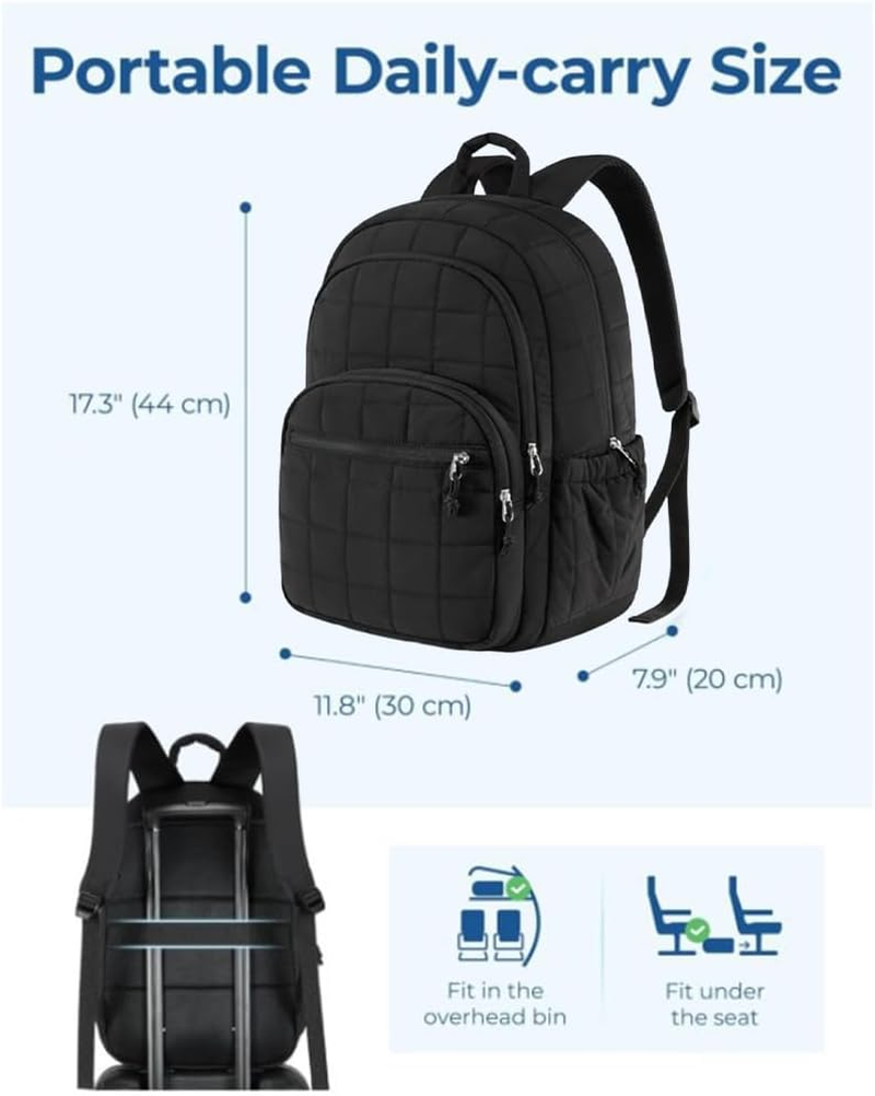Travel Backpack for Women Work Backpack Quilted Laptop Backpacks Cute Casual Daypack for 15.6 Inch Laptop, Puffer Laptop Bag
