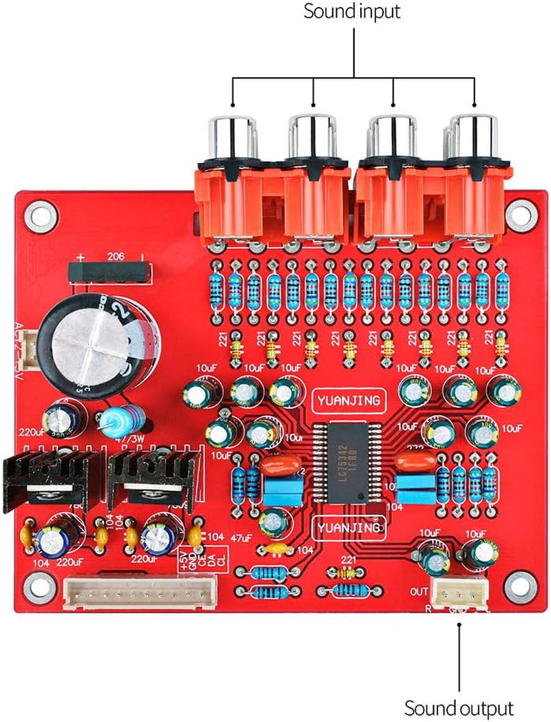 JINGERL 4 Ways Audio Input Treble Bass Volume Tone Remote Control LC75342 Preamplifier Tone Board LCD Display DIY Home Amplifier image number 2