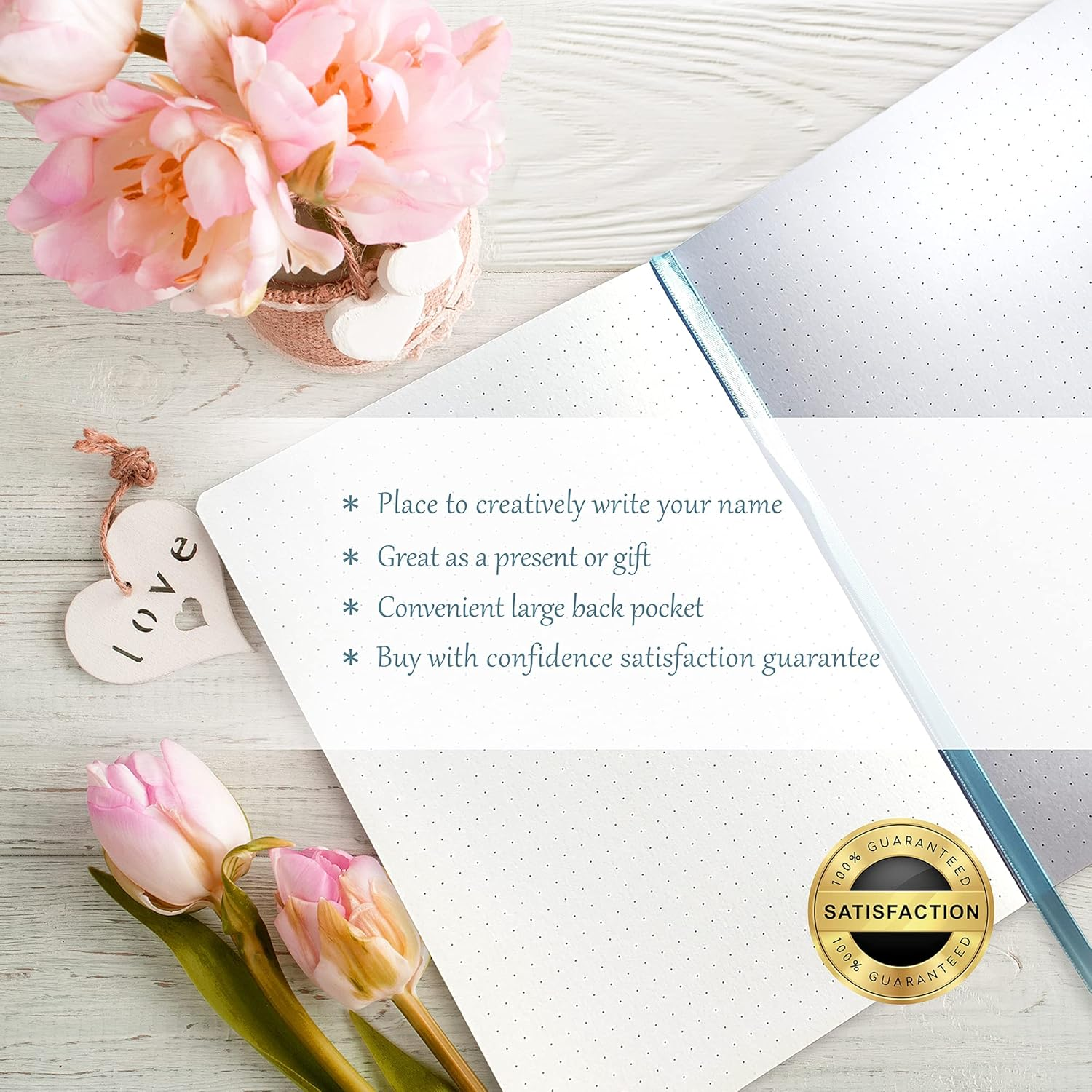 Ivory & Point - Improved Premium Quality Bullet Dotted Journal Notebook - 160 Pages, 160Gsm Bleed & Ghost Proof Thick White Paper - A5 Minimalist Art Dot Grid Notebook (Dusty Blue) - Sage Green image number 5