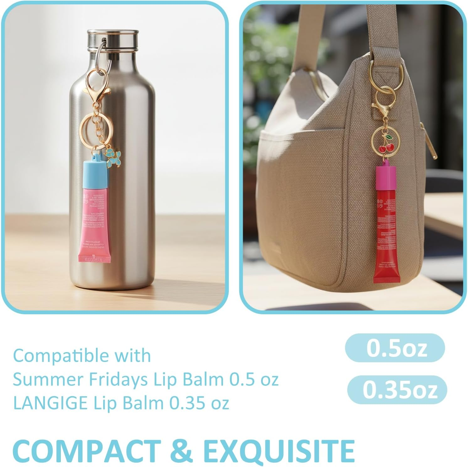 Lip Balm Cap Keychain Replacement (Compatible with Multiple 0.35-0.5Oz Tubes)- SZTTY image number 2