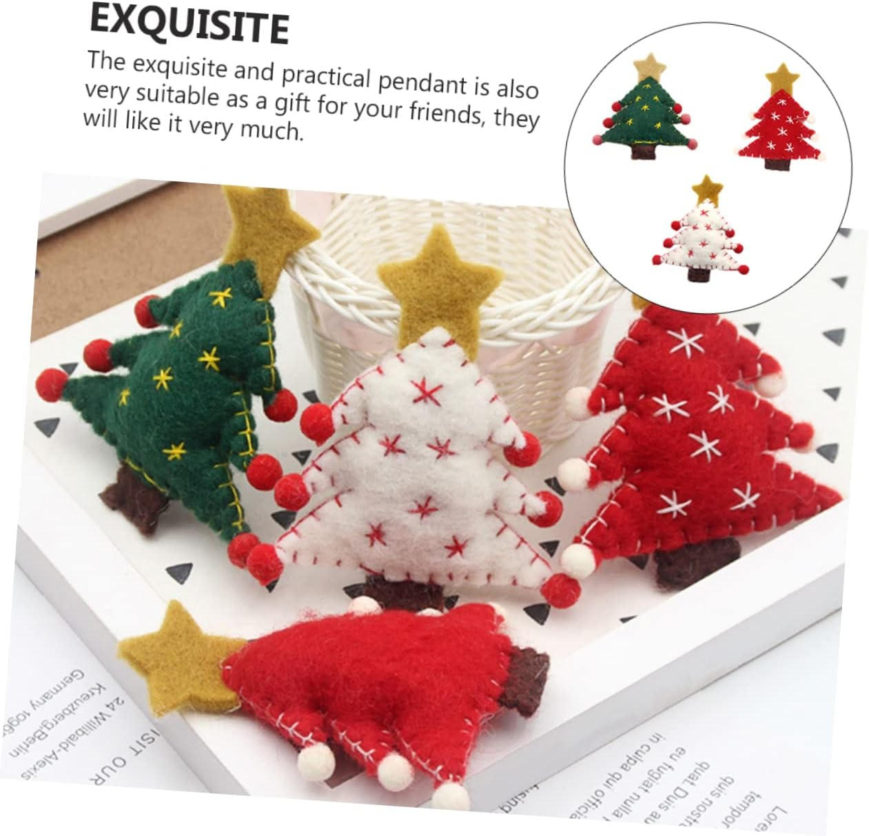 3Pcs Christmas Tree Felt Pendants Unique Decor for Boys and Girls Holiday Accessories Random Colors for Christmas Decorations and Festive Celebrations image number 4