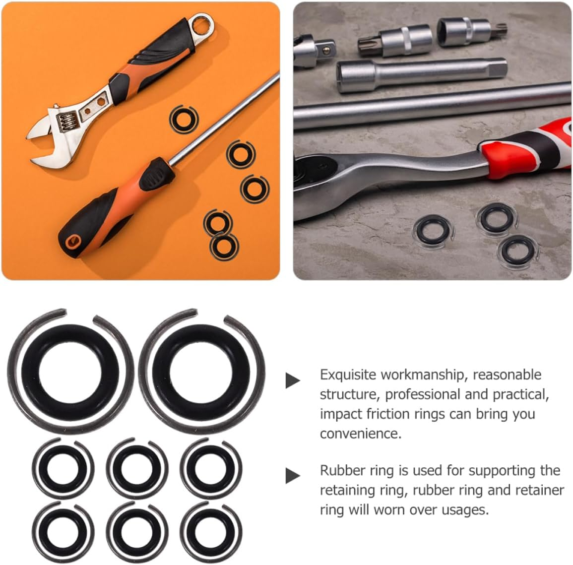 SHINEOFI 8Sets Impact Wrench Socket Retainer -Ring Kit for Power Tool Accessories Retaining for Electric Air Wrenches image number 2