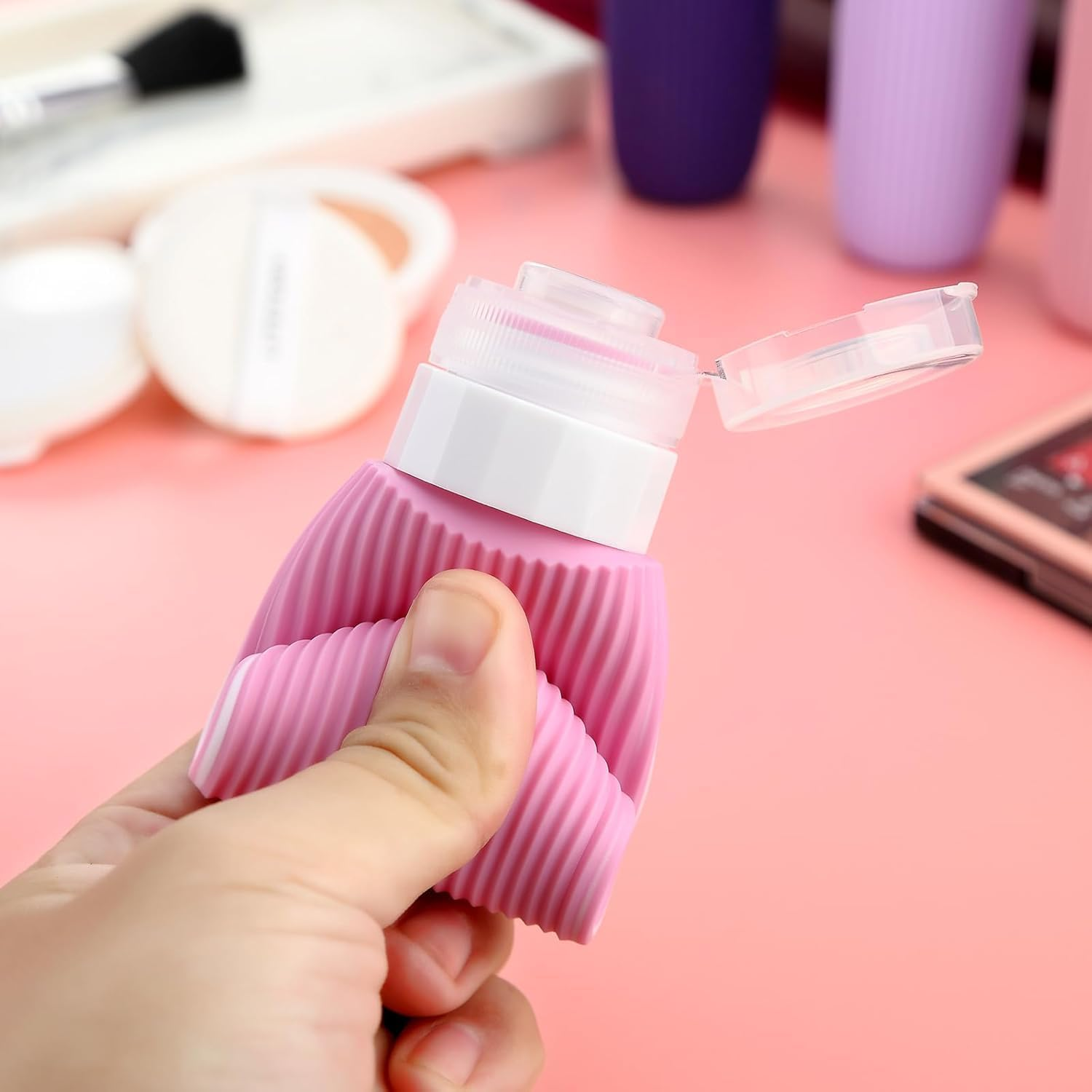 Mumoo Bear Travel Bottles for Toiletries, Tsa Approved 3Oz Portable Travel Bottles, BPA Free Leak Proof Squeezable Silicone Travel Size Containers, Travel Accessories with Clear Toiletry Bag (Style 5) image number 2