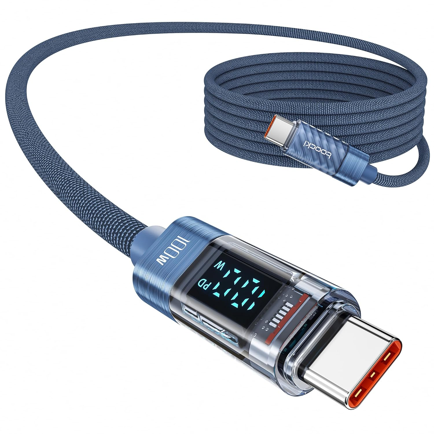 100W USB C to USB C Fast Charging Cable, 2M PD 5A Type C Cord with Intuitive Power Display & Tough Nylon Braid, Compatible with Iphone 17 16 15 Pro plus Pro Max Air Macbook Ipad Galaxy S25/S24/S23