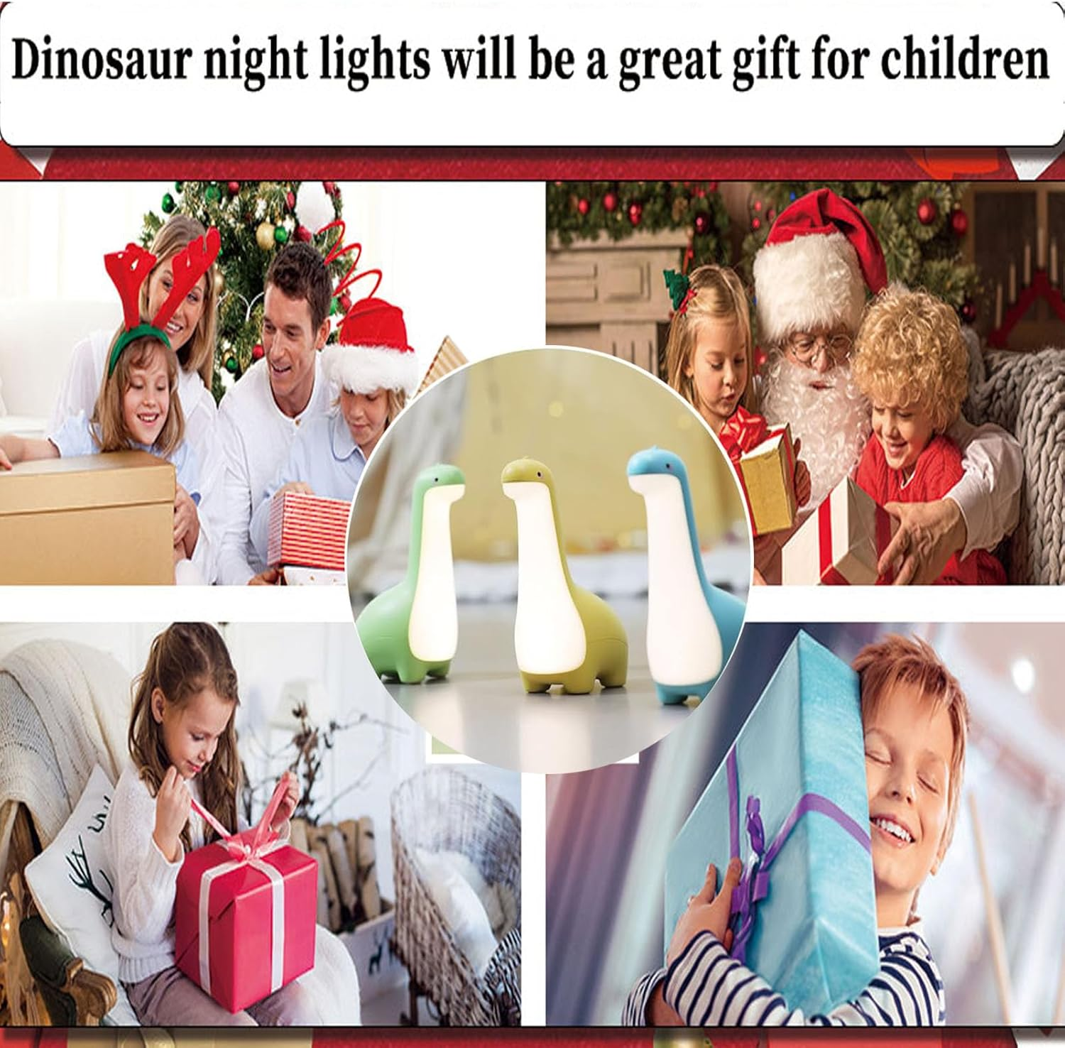 Dinosaur Night Light for Kids,Nursery Light with Animal Shape for Baby Room, Rechargeable Bedside Dinosaur Lamps,Kawaii Room Decor (Blue) image number 2
