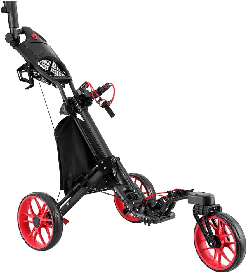 Everfit Golf Buggy Foldable Trolley Golf Cart Swivel Wheel Umbrella Bottle Stand image number 4