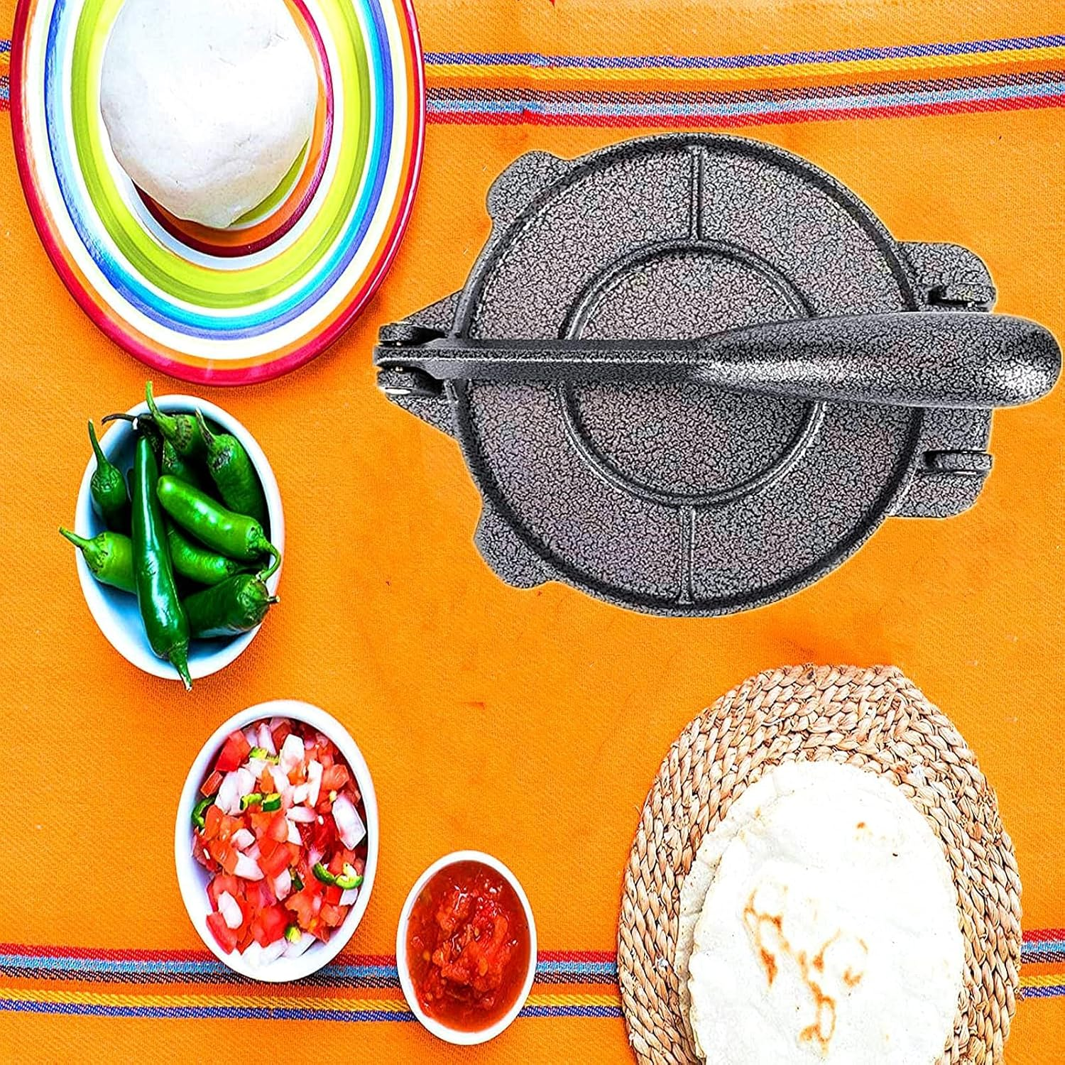Tortilla Press 8 Inch, Food Aluminum Tortilla Maker, Heavy Duty Tortillera Pataconera, Flour Tortilla Press, Roti Maker, Taco Maker, Taco Press image number 1