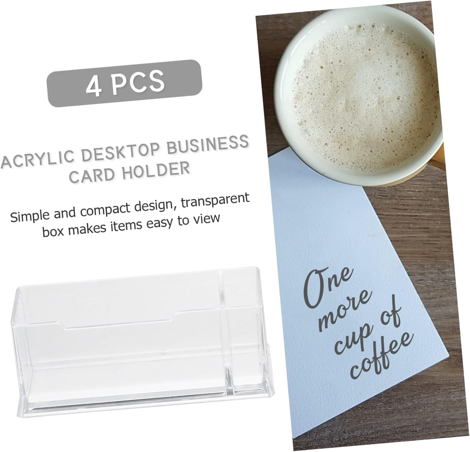 OFFSCH 4Pcs Acrylic Desktop Business Name Picture Holder Sturdy Multipurpose Storage Box for Convenient Organization Translucent Card Stand for Desk Accessories Storage Products image number 1