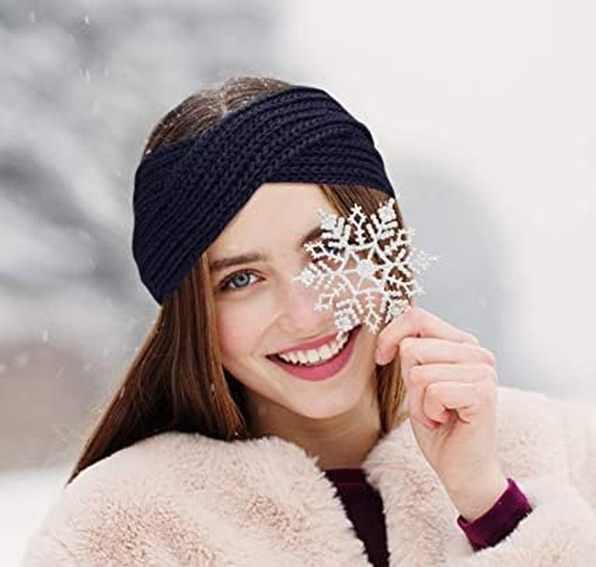 Fashband Winter Knit Headbands Twist Ear Warmer Hair Band Crochet Braided Turban Hair Accessories for Women and Girls(Pack of 2) image number 2