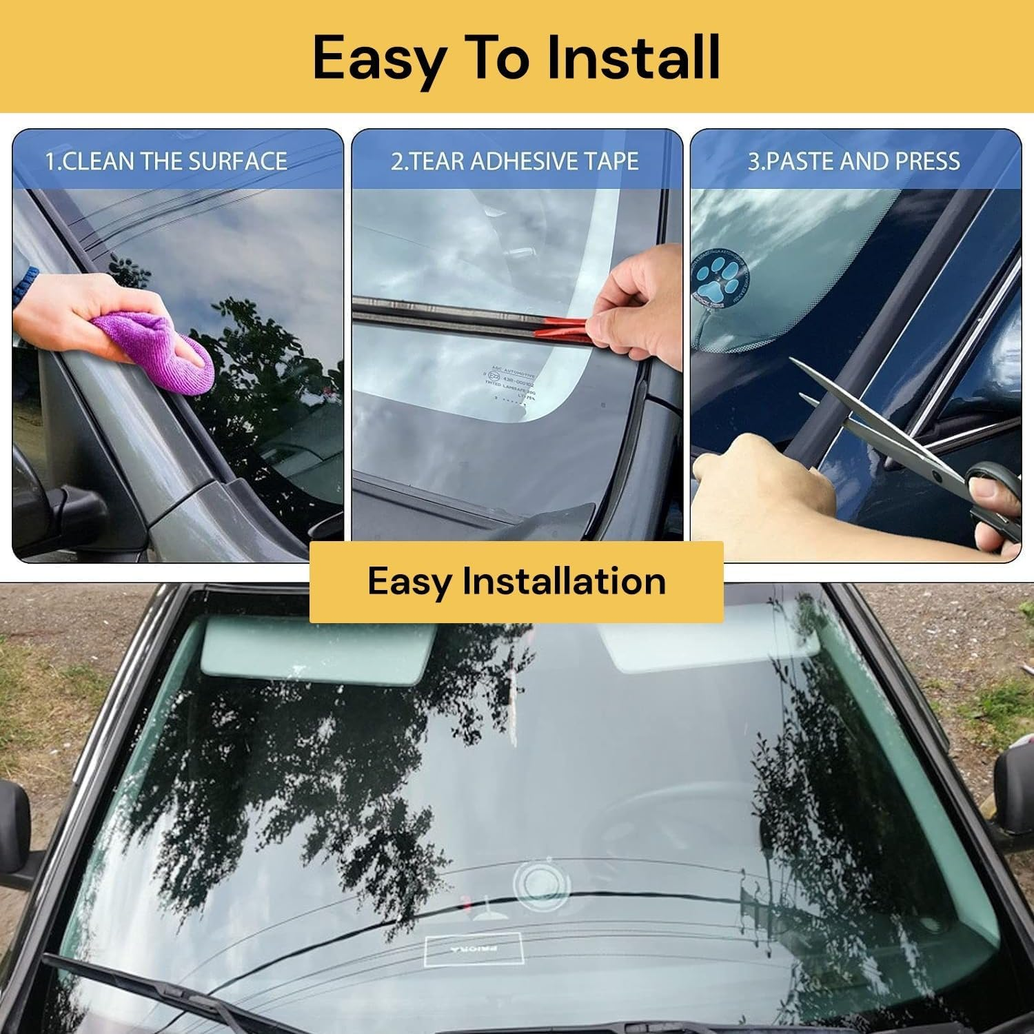 2M Universal Windshield Seal Strip, 14Mm Weather Strip Adhesive Automotive Car Edge Protector, Car Door Rubber Seal Stripping for Car Front Rear Sliding Doors, Trucks (2M) image number 5