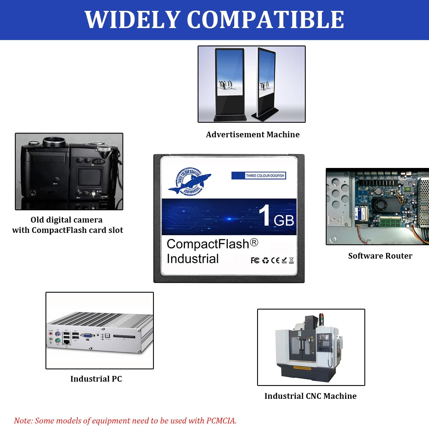 Dogfish Compact Flash Memory Card 1GB 2 Pack High Performance Industrial CF Type I Card FAT16 for Industrial Equipment and Vintage Digital Cameras image number 1
