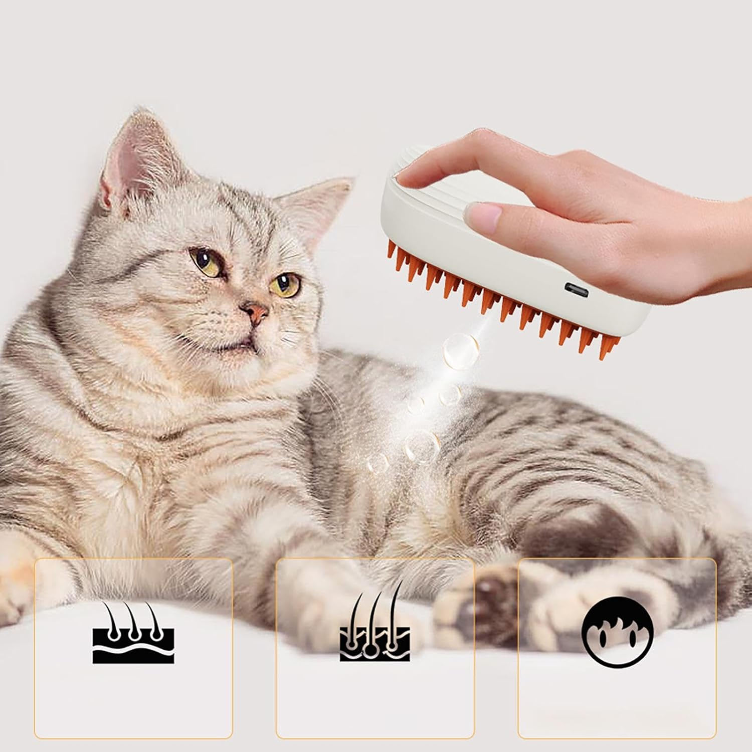 Steamy Cat Brush | Dog Brush Hair Brush - Steaming Brush Spray Comb, Dog Grooming Brush Massage, Cat Steamer Cleaning Brush for Dogs Cats image number 1