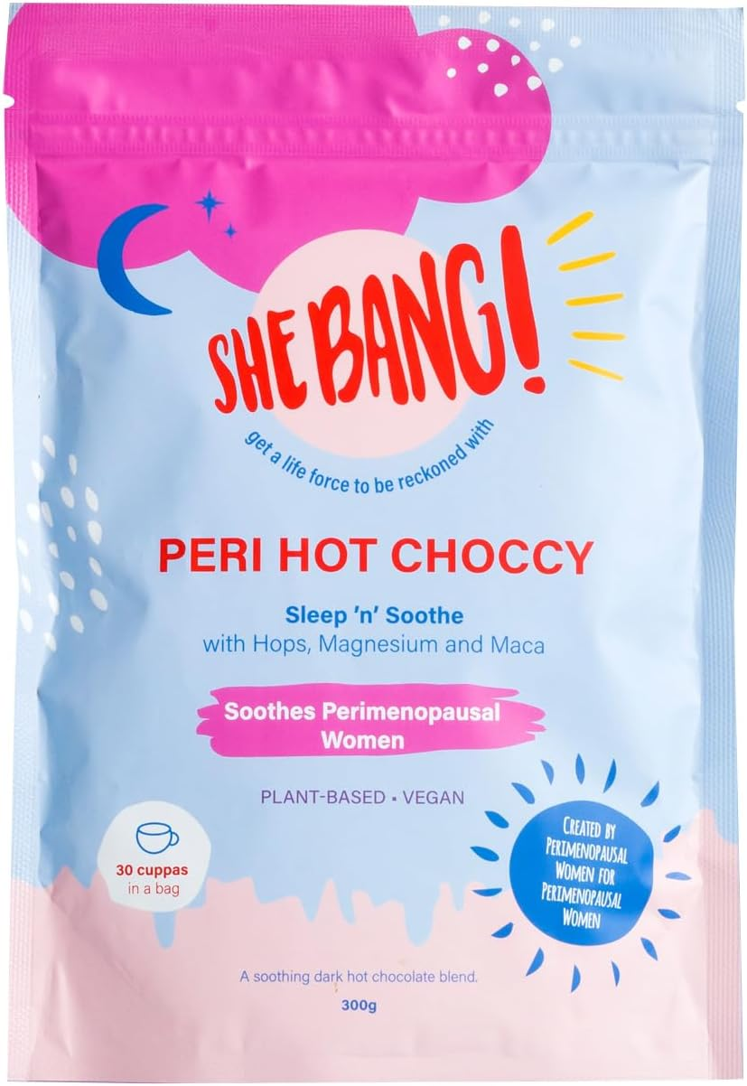 Shebang! Woman Peri Hot Choccy with Magnesium Glycinate and Hops - Soothes Perimenopausal & Menopausal Women