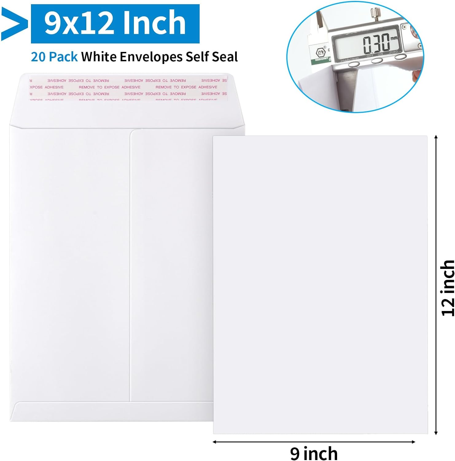 20 Pack Catalog Envelopes Self Seal, 9 X 12 Inches Catalog Mailing Envelopes, White Manila Envelopes for Mailing, Organize, Storage, Home, Office image number 3