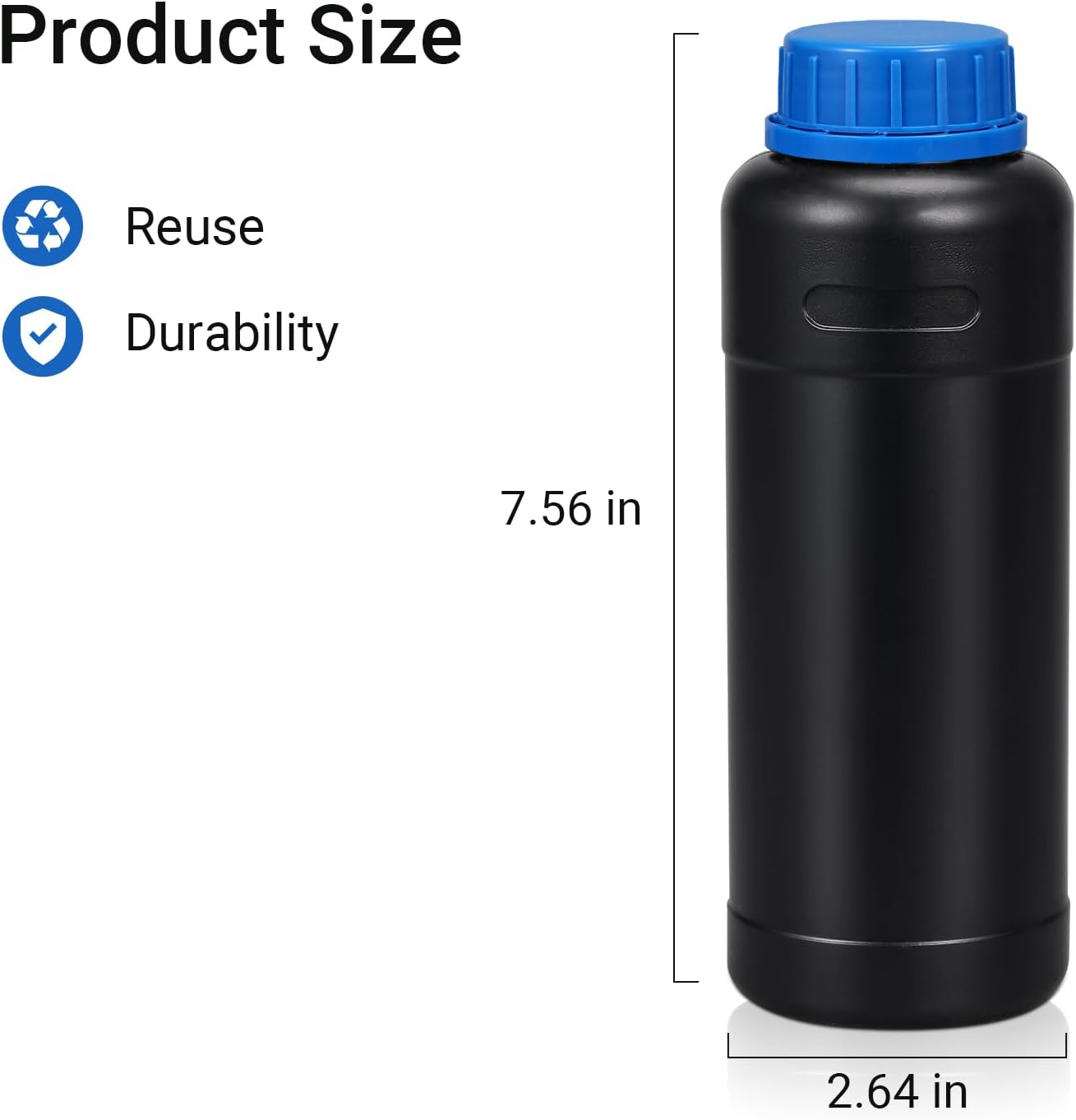 ASEVAT 16.9Oz/500Ml HDPE Darkroom Chemical Storage Bottles Photographic Plastic Containers with Lids Empty Liquid Container for Film Photo Developing Processing Equipment, Laboratories (3Pcs) image number 5