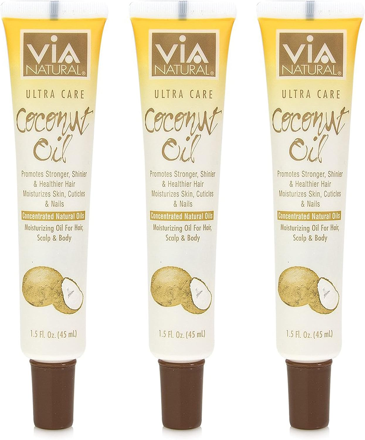 Via Natural Ultra Care Coconut Oil Concentrated Natural Oil 1.5 Oz (PACK of 3)