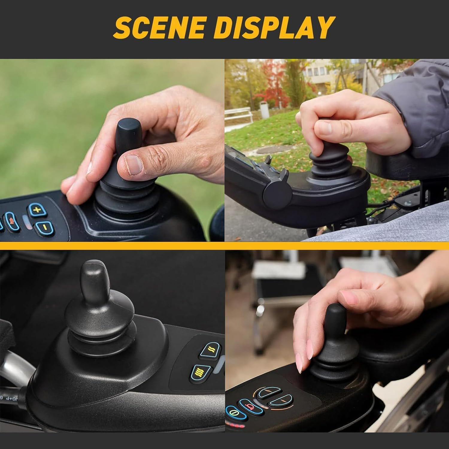 Wheelchair Joystick Button Cap Joystick Controller Knob, 1Set Joystick Controller Knob and Gaiter Wheelchair Joystick Button Cap, Black Joystick Knob Button Controller for Electric Wheelchair image number 3