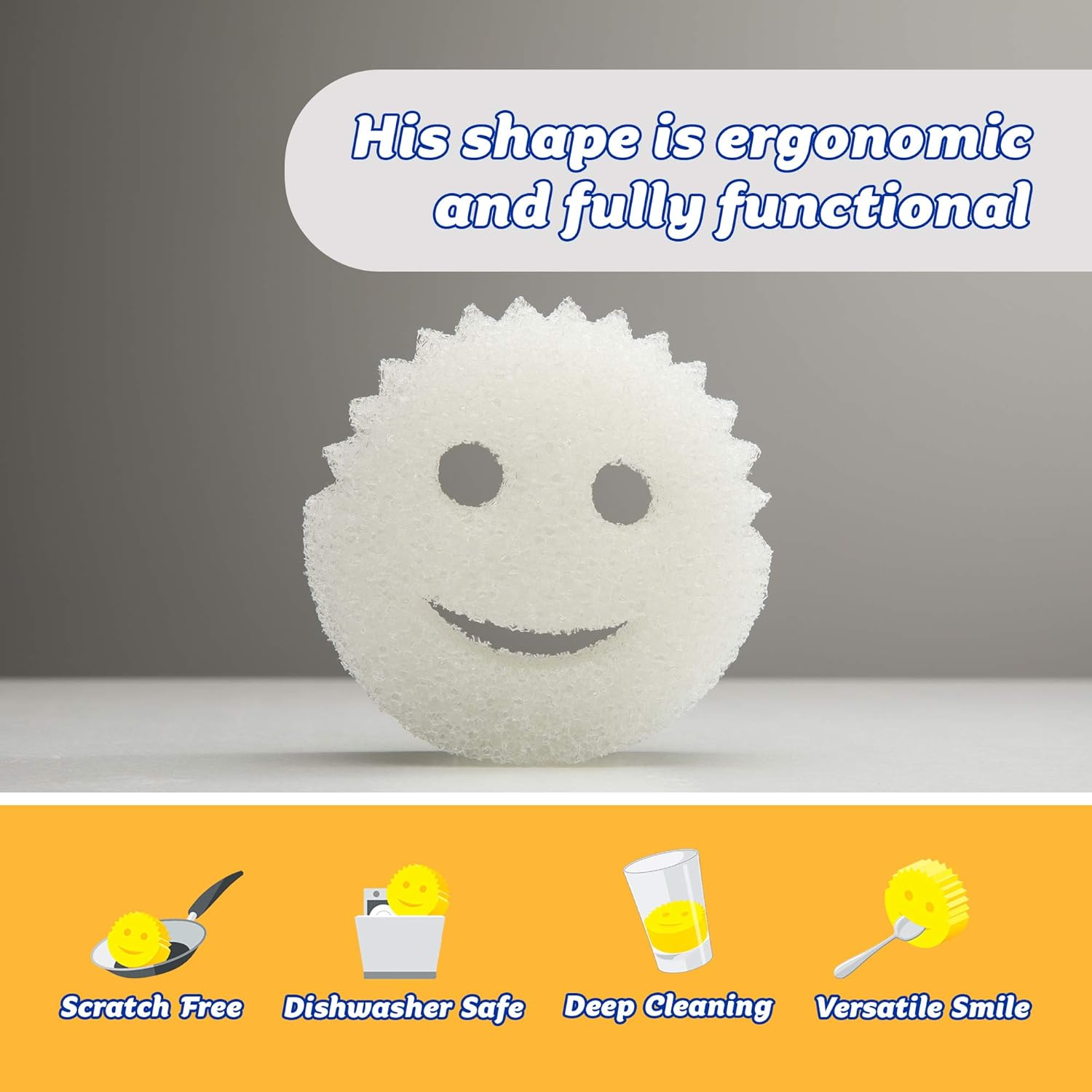 Scrub Daddy Dye Free - Multipurpose Cleaning Sponge - Soft in Warm Water, Firm in Cold Water for Tough Cleaning - No Colouring Dye and Reduced Packaging image number 1