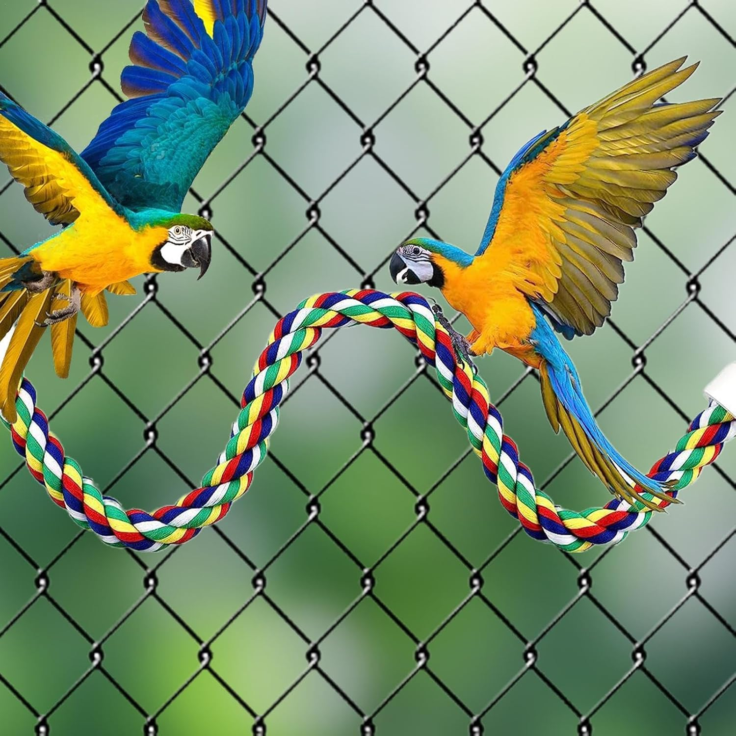 Rope Perch Birds Parrot Rope for Budgies / Parrot Climbing Rope Bird Cage Accessories (50 Cm Metal Nut) image number 4