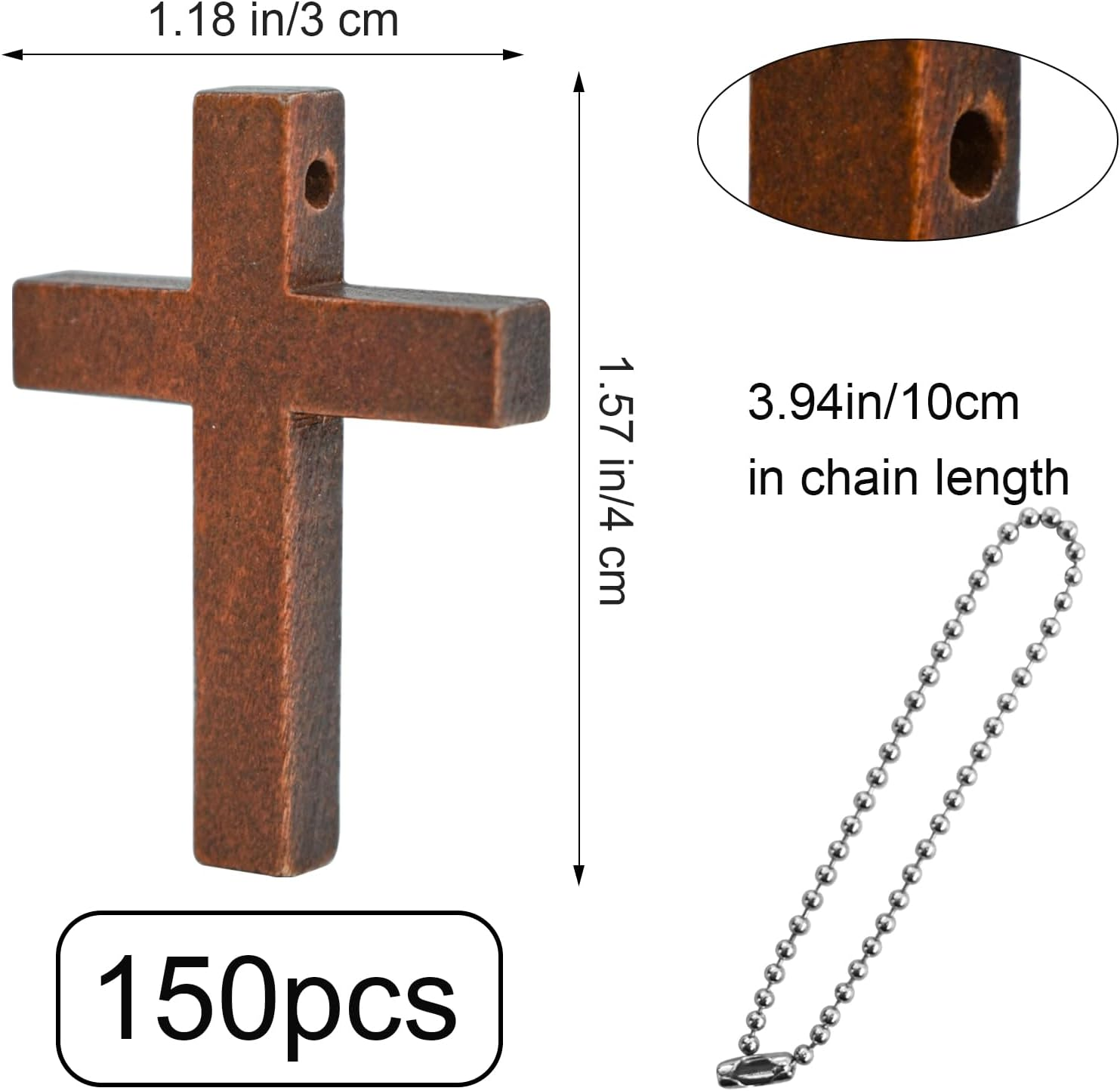 Enkrio 150PCS Mini Wood Cross Charm Small Wooden Crosses Pendants for Crafts Natural Wooden Cross Charms for Jewelry Making Easter Rosary image number 4