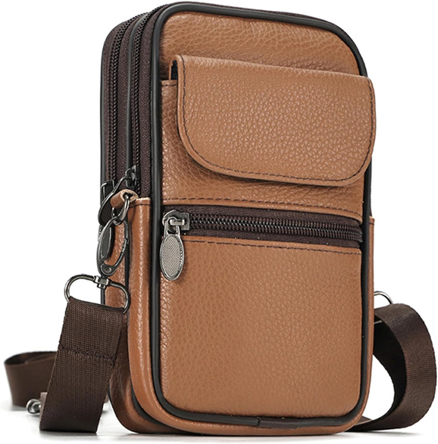 Mens Shoulder Bags,Travel Shoulders Bag Messenger Bag Vintage Genuine Leather Mans Change Purse with Zipper Pocket Waterproof Crossbody Handbag Satchel Sling Pack for Leisure,Festivals and Travel