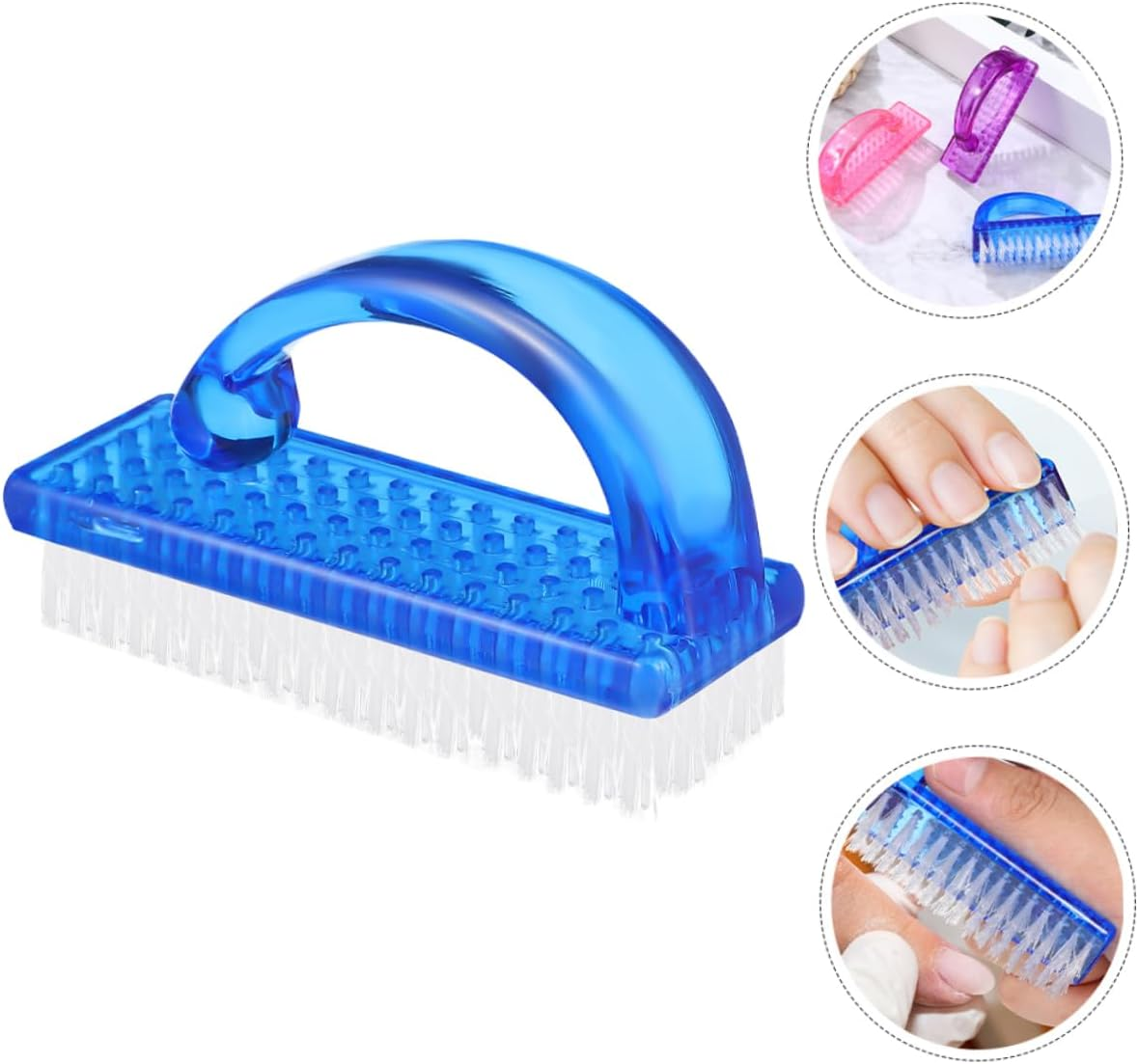 Hohopeti 12Pcs Fingernail Cleaning Brush Nail Dust Remover Tool Ergonomic Handle Flexible Head for Manicure image number 6