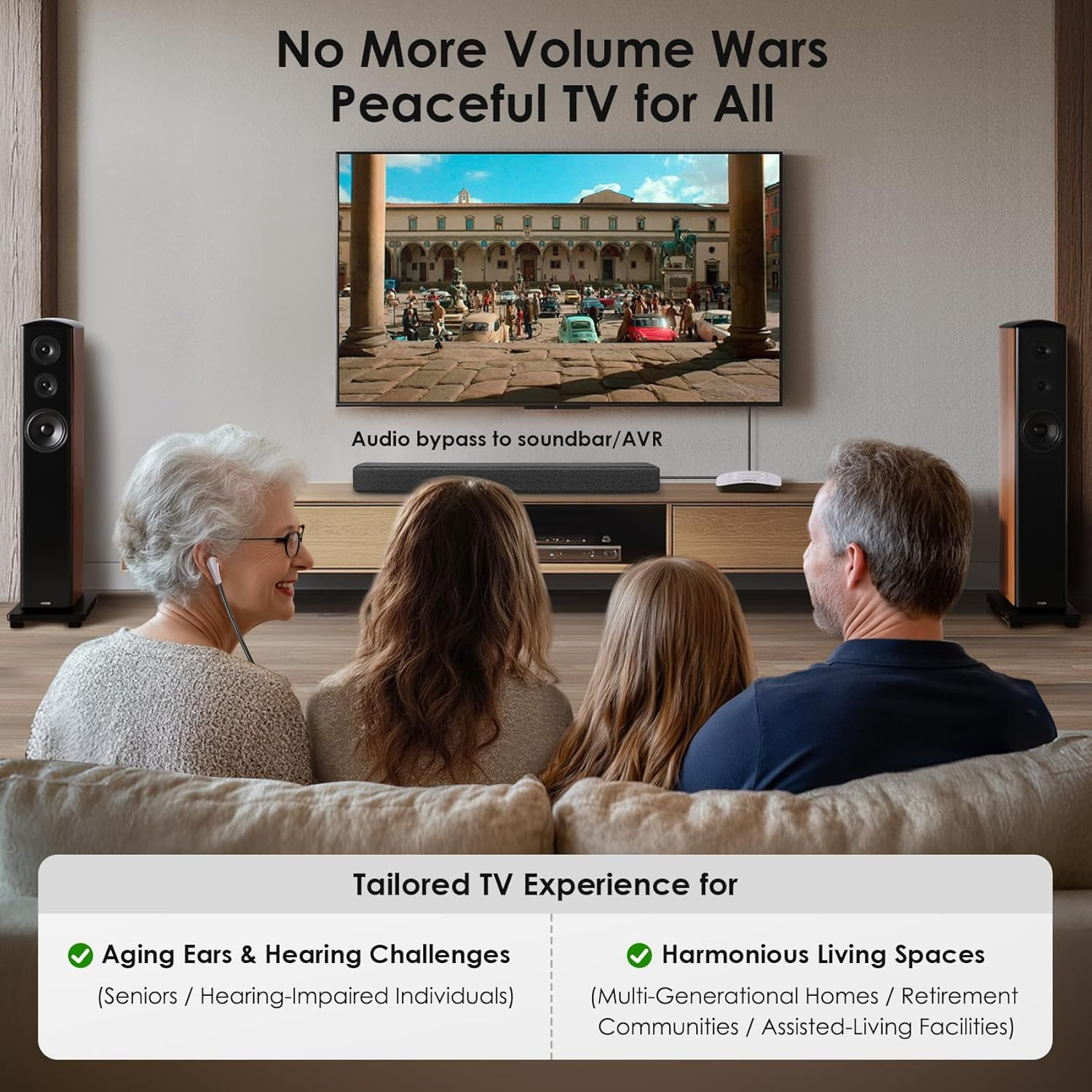 SIMOLIO Digital 2.4Ghz Dual Wireless TV Headphones with Spare Battery for Hearing Impaired and Seniors, Tone and Balance Control, Personal Sound Amplifier, 100 Ft Work Range, No Audio Delay, SM-824D2 image number 5