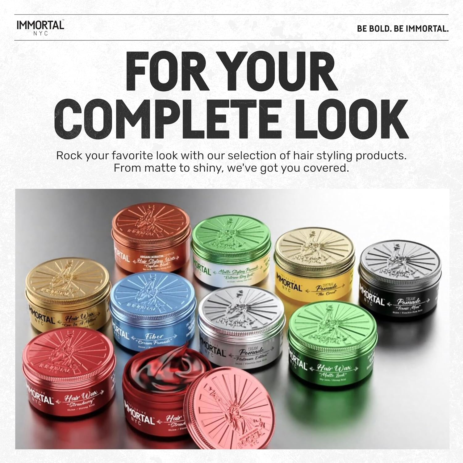 Immortal NYC Iconic Men Cream Pomade - Flex Medium/Stong Hold - Low Shine All Natural Water-Based Hair Cream Pomade for Men - No Residue, All Hair Types image number 4