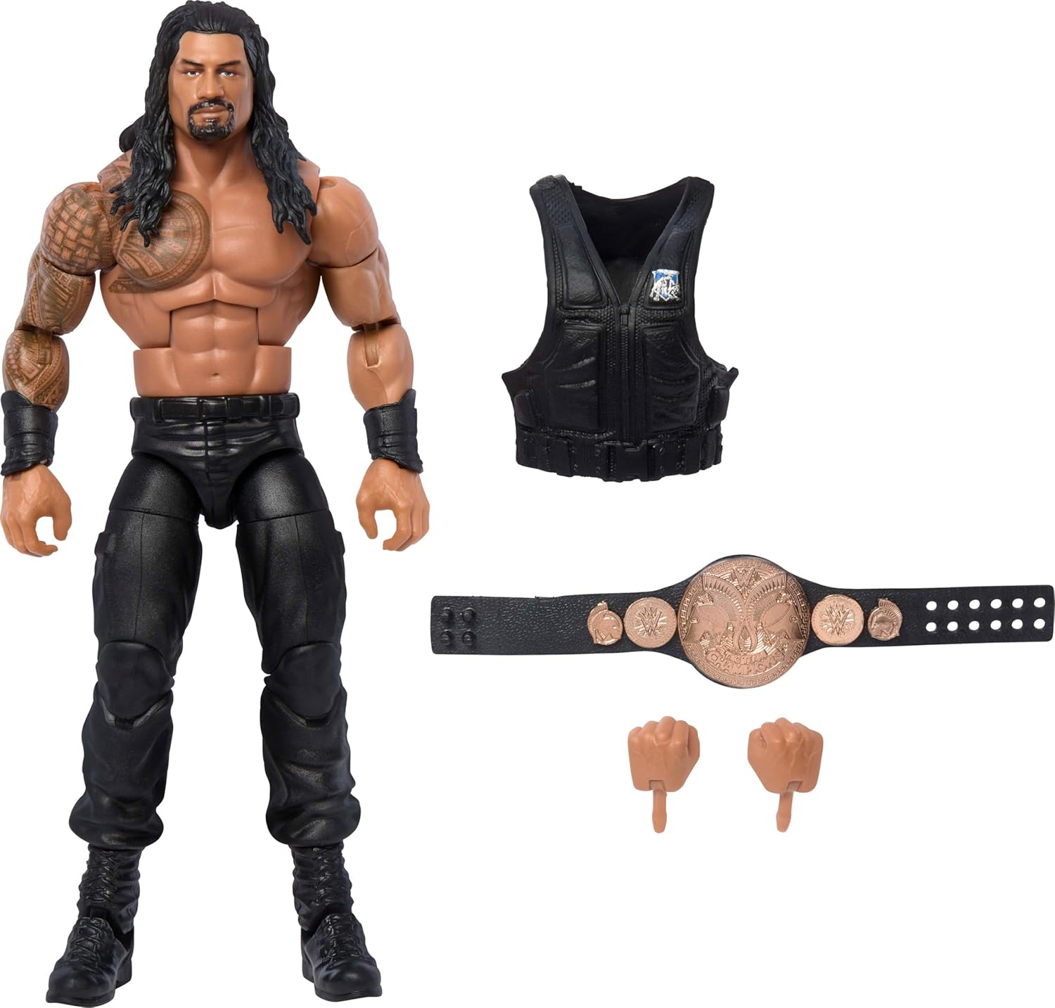 Mattel WWE Elite Action Figure & Accessories, Greatest Hits 2025, 6-Inch Collectible Roman Reigns with 25 Articulation Points & Swappable Hands image number 1