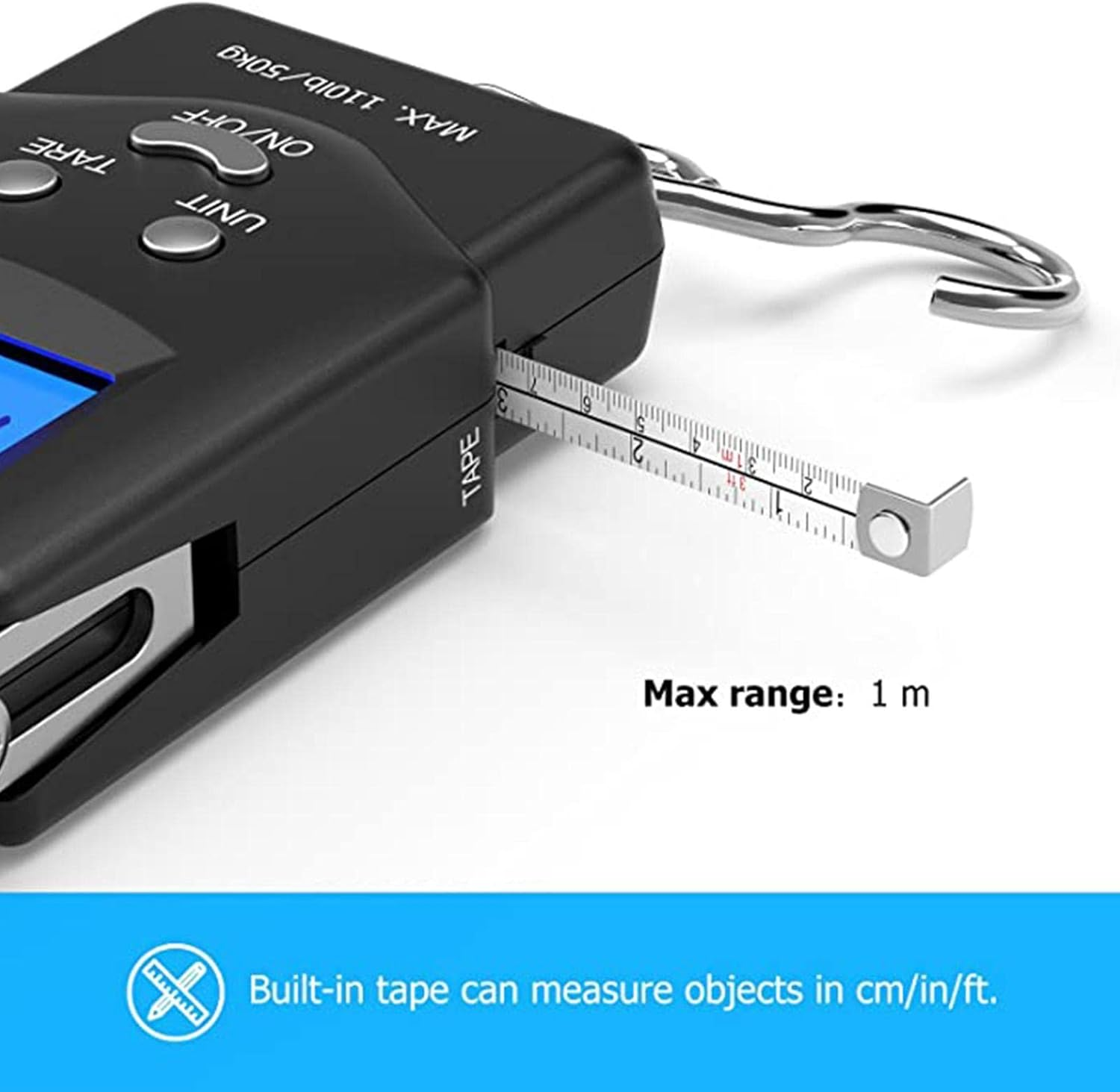 Hanging Scale | 110Lb Digital LCD Display Balance Fishing Scale,Fishing Scale, Electronic Balance Digital Fishing Postal Hanging Hook Scale with 2 AAA image number 4