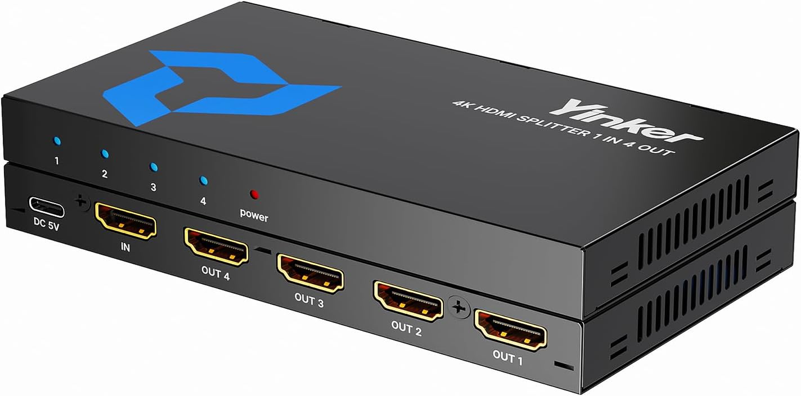 4K HDMI Splitter 1 in 2 Out, 4K@30Hz 1X2 Slim HDMI Splitter for Dual Monitors, 1 to 2 USB-C Powered Only Mirror for PS4 Fire Stick HDTV