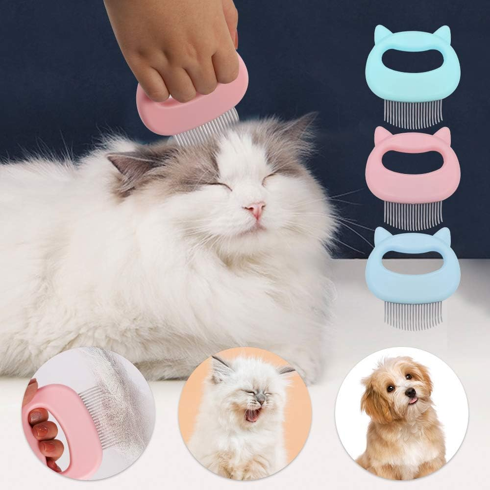 Cat Brush, Pack of 2 Cat Comb, Cat Brush Long Hair, Brush Dog Short Hair, Massage Comb for Pet Cats, Massage Comb Pet, Brush for Removing Loose Hair, Grooming Cleaning (Blue) image number 6