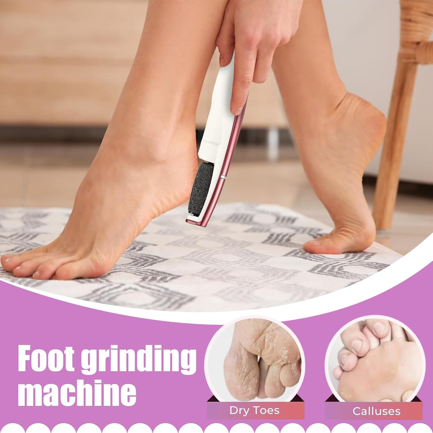 Callus Remover for Feet,Electric Foot File Callus Remover | Electronic File Scrubber Pedicure Kit for Cracked Hard Dead Skin Peeling Heel Care image number 3