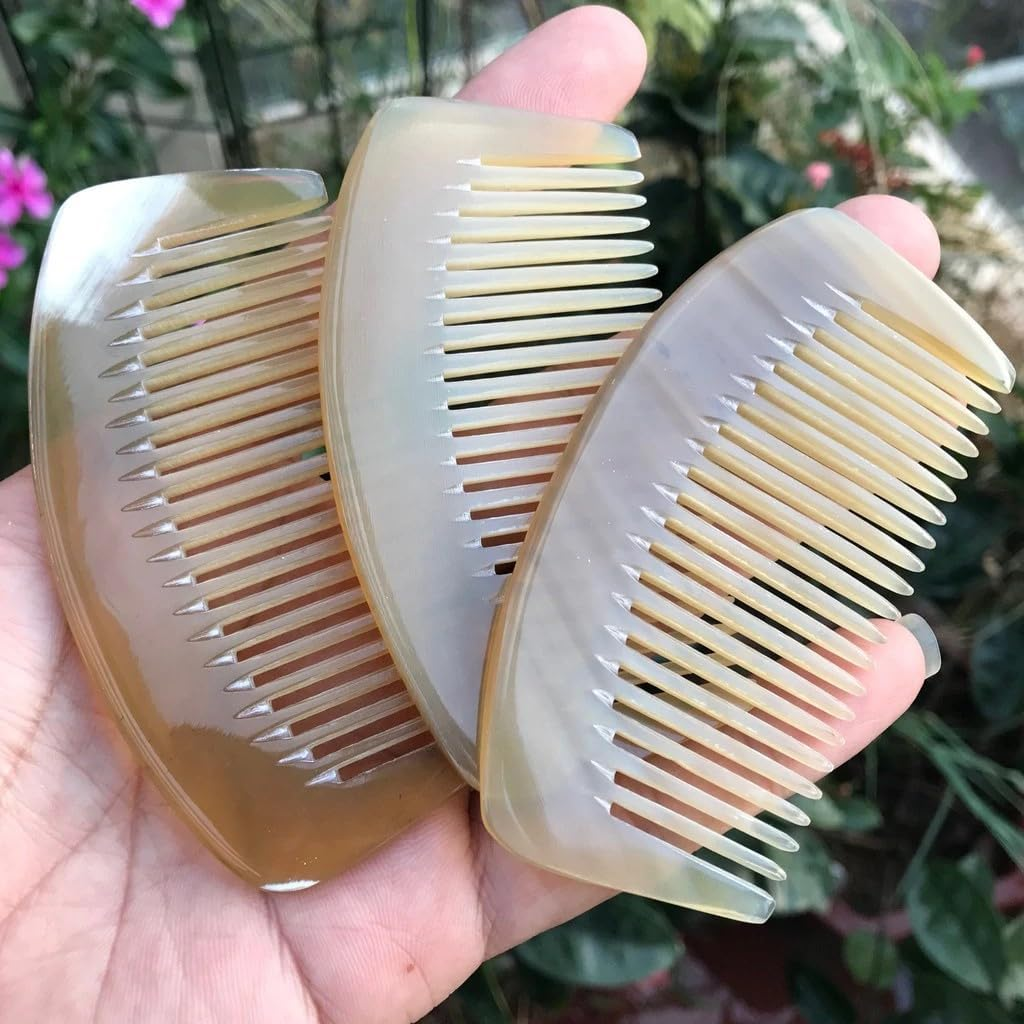 Anti-Static Handmade Grapefruit Segment Shaped Horn Comb Mini image number 5