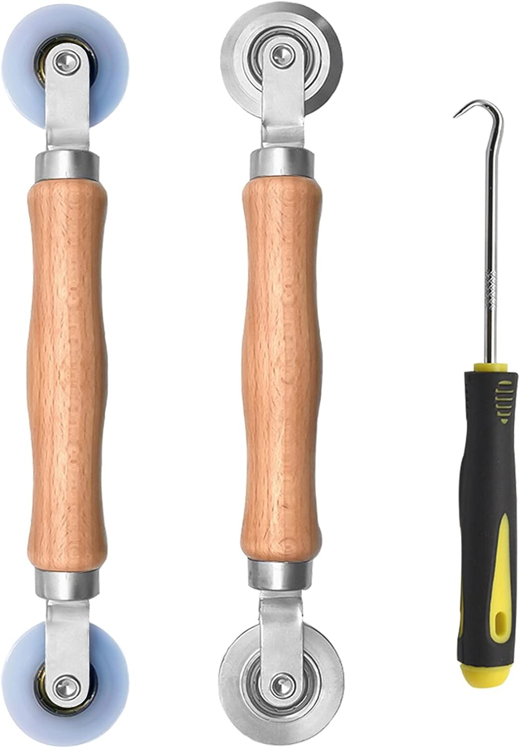 BAYTORY 3Pcs Screen Tool, Window Screen Spline Roller Tool with Wooden Handle and Steel/Nylon Bearing Wheels, Mesh Screen Door Repair Kit Easy to Use image number 6