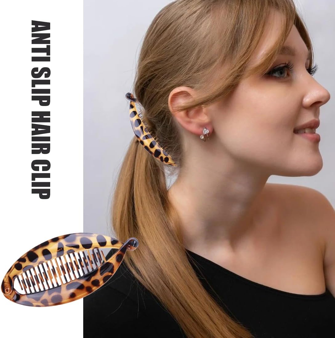 4 Pack Vintage Fishtail Hair Clips French Banana Clips Ponytail Fish Hair Clips for Long Curly or Straight Hair image number 5