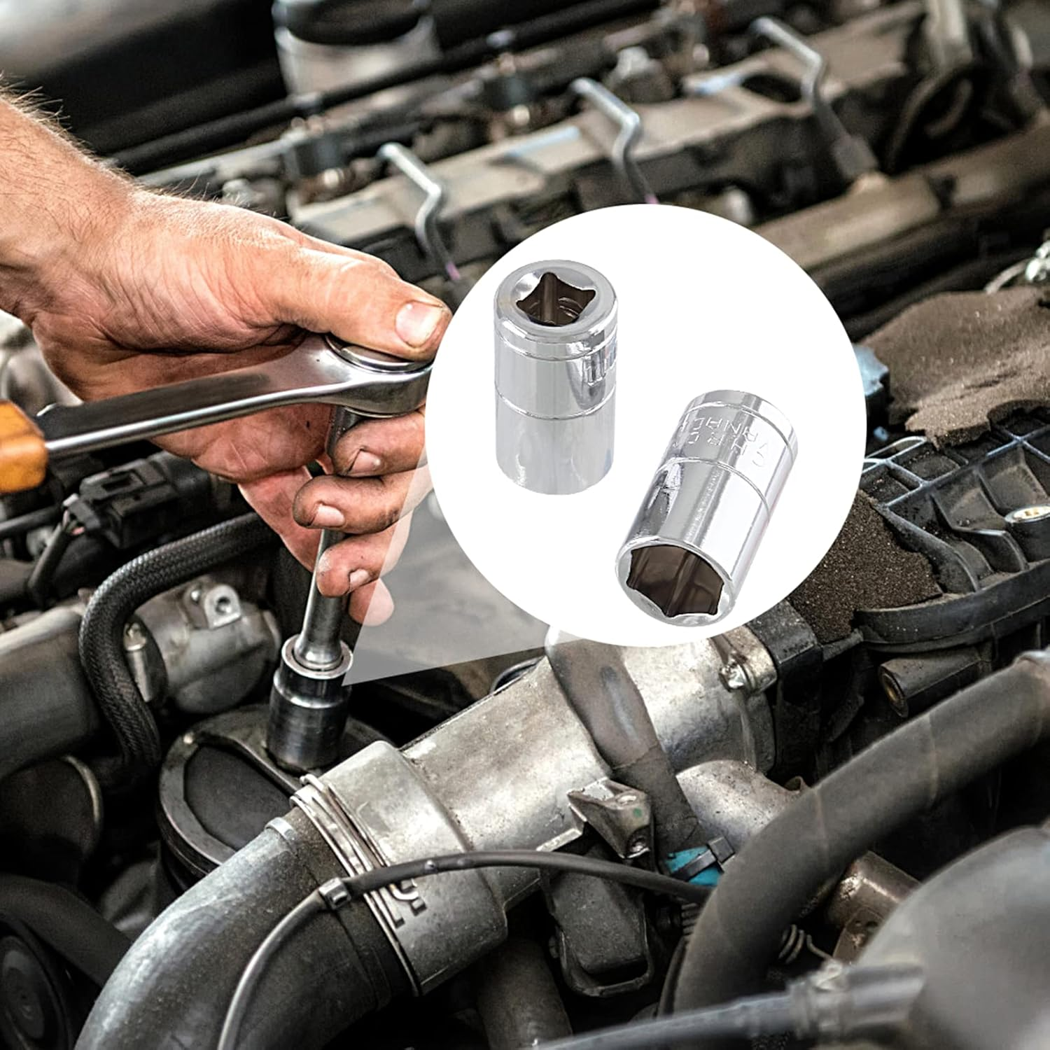 12 Pcs 1/4 Inch Drive 6 Point Socket, Metric Shallow Socket, 10Mm image number 2