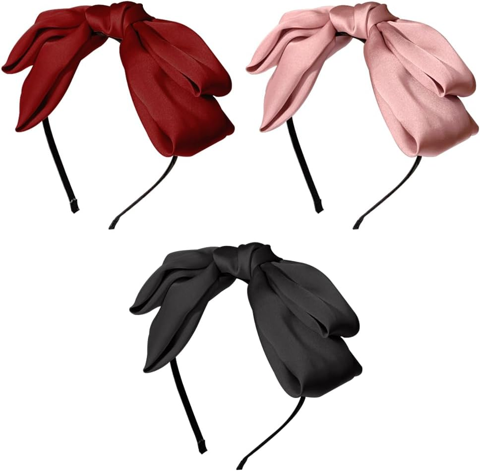 TRKETK Pack of 3 Bow Headband Headdress Multicoloured Beautiful Women'S Headband Hair Accessories Fashion Headbands for Women for Carnival Theme Party Valentine'S Day and Daily Wear image number 3