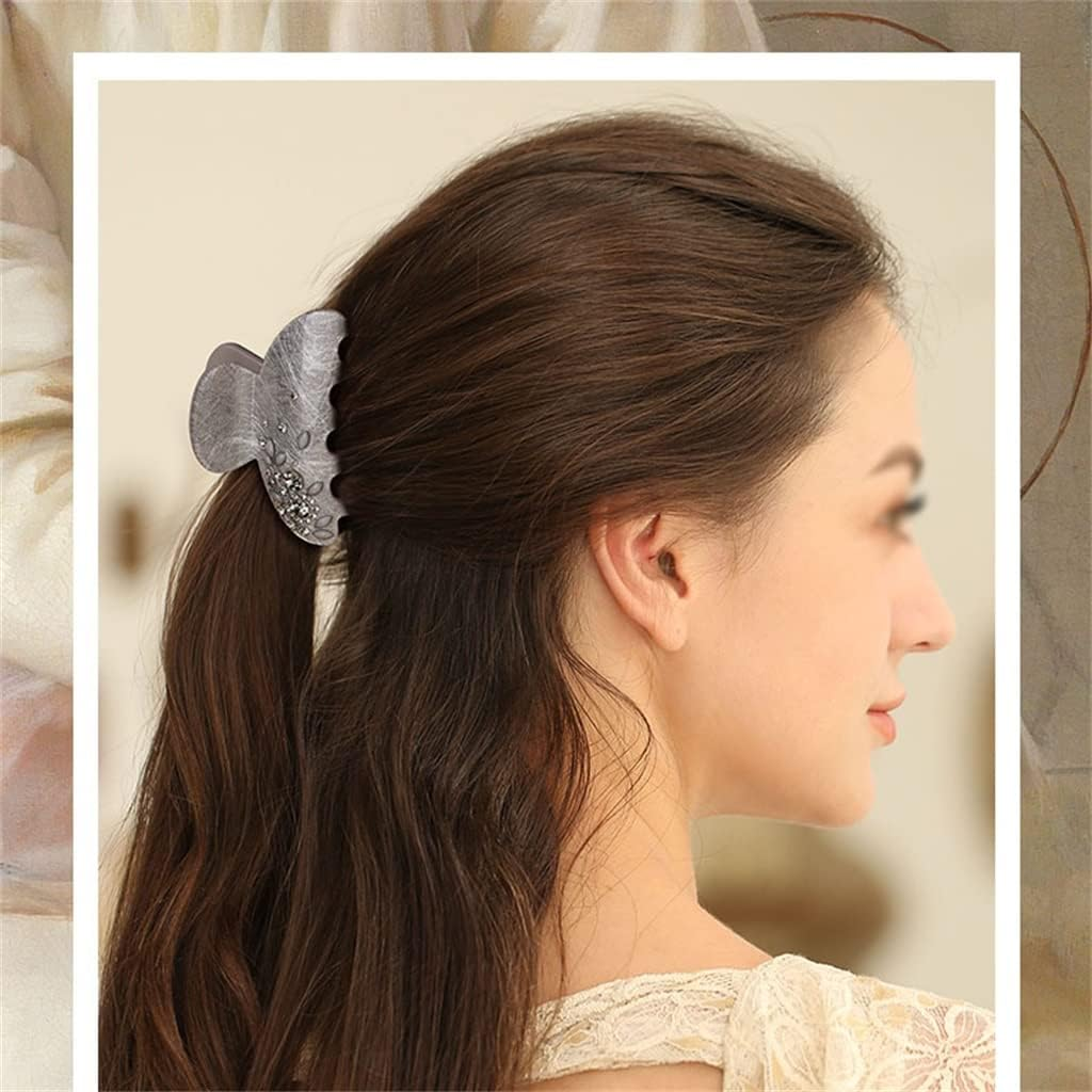 Alligator Clip,Headdress,Hair Clamp,Hairpins,Hairpin Rhinestone Pearl Clip Headdress behind the Head Mother Word Clip Horizontal Clip Spring Clip (Color : A, Size : 6.9 * 4.5Cm) image number 5
