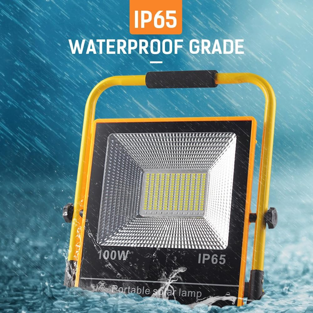 Ledlabs 100W Solar LED Flood Light - Rechargeable Outdoor Emergency Light with 4 Lighting Modes | IP65 Waterproof | 18H Runtime | for Power Outages, Construction, Camping