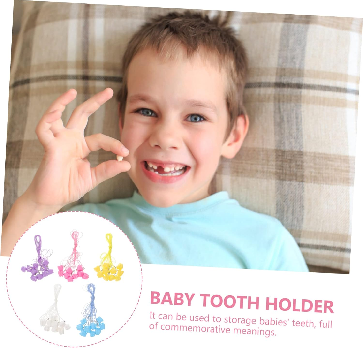 LIFKOME 50Pcs Tooth Storage Box for Teeth Keepsake Plastic Case for Boys Girls Christening Birthdays and Celebrations image number 1