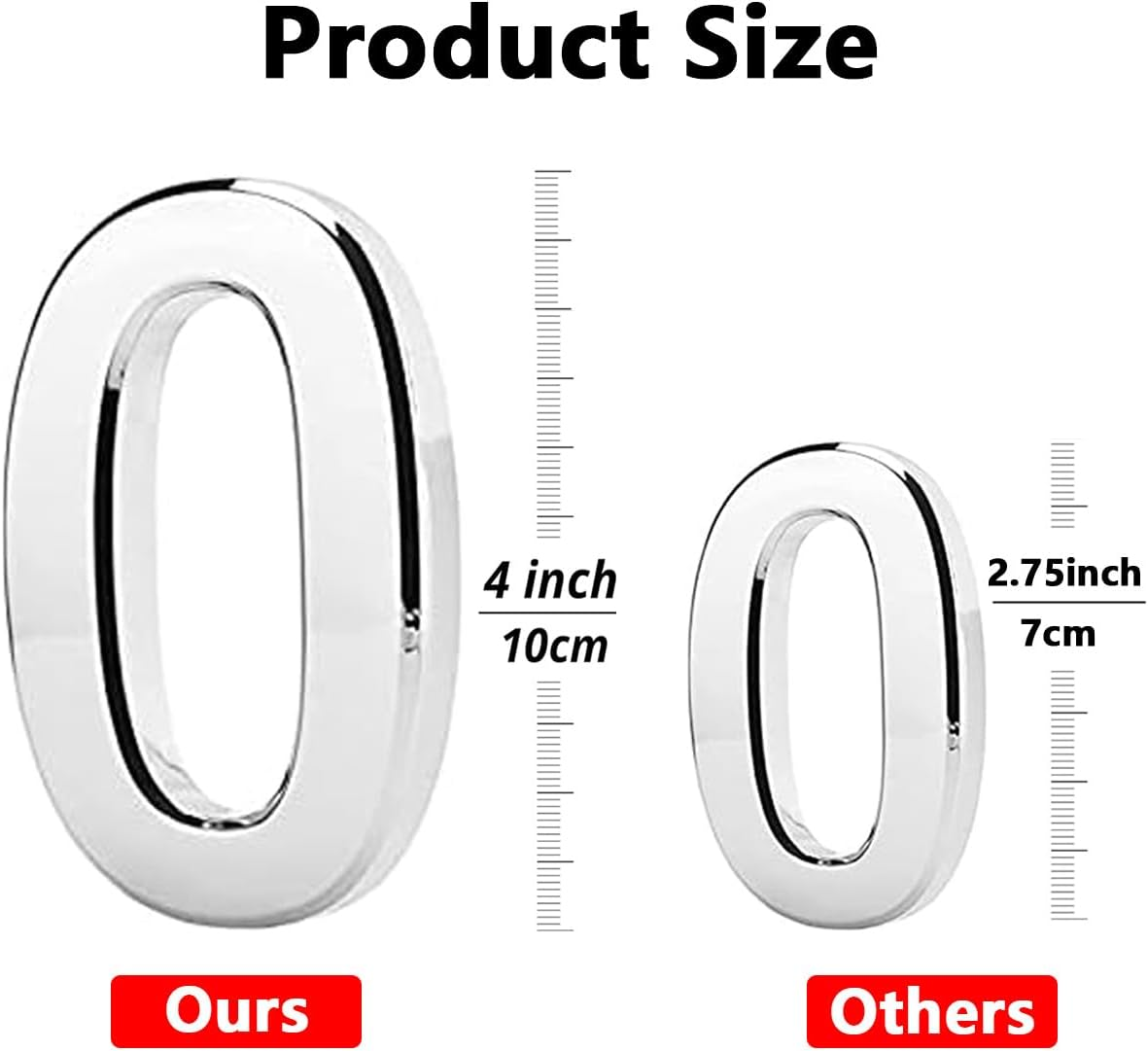 Tope 4 Inch 3D Mailbox Number, Silver Waterproof Self Adhesive 3D Number Stickers House Room Door Number for Home Apartment Cabinet Table Mailbox Outdoor Indoor Use (No.1) image number 4