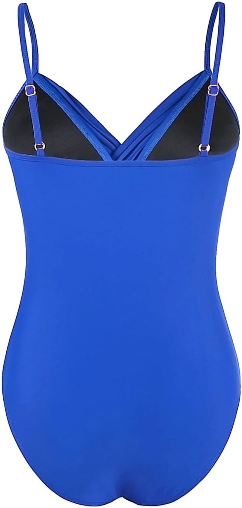 MAIABLEAU Women'S One Piece Swimsuit Front Twist Swimwear V Neck Shirred Bathing Suit Monokini Tummy Control image number 4