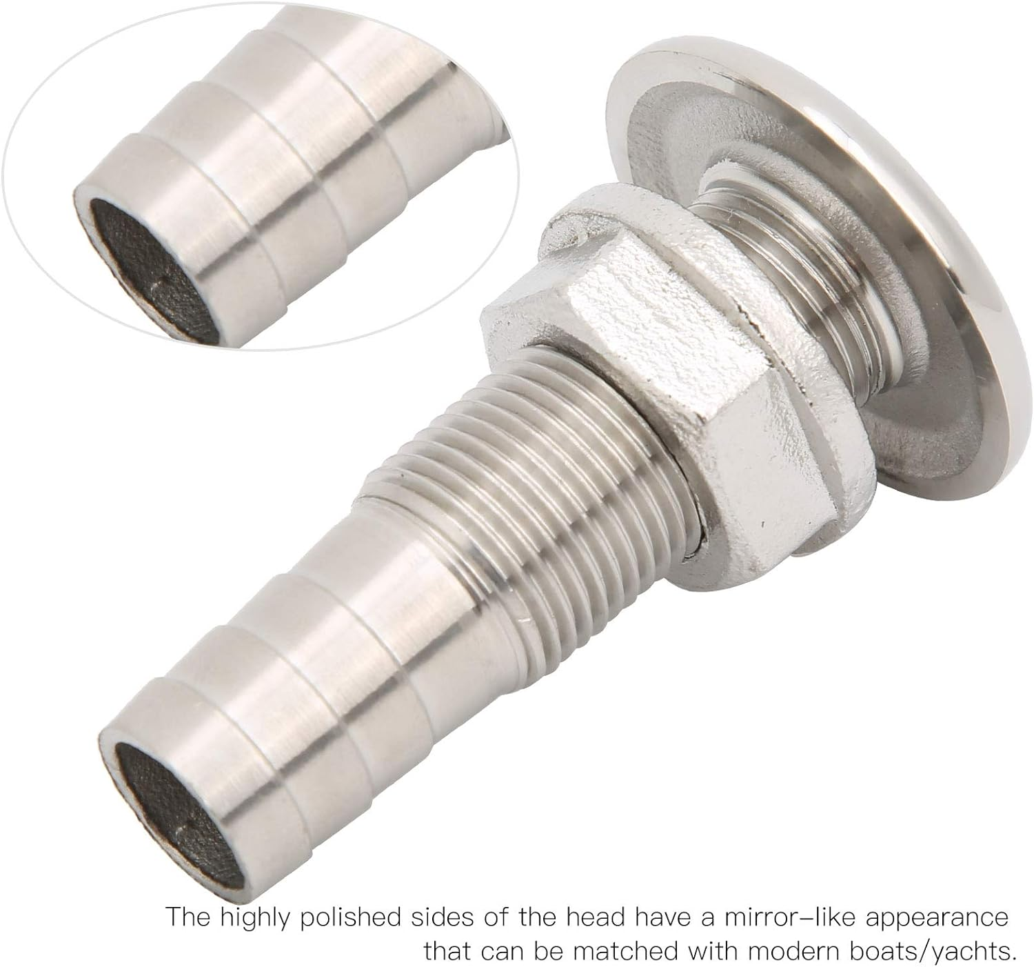 Boat Drain Vent, Yacht Water Outlet Port Stainless Steel Outdoor Boat Bilge Body Bottom Drain Vent Accessory Joint Water Drainage Fittings Plug Thru Hull Connector Plumbing (MJS022 3 8〃) image number 2
