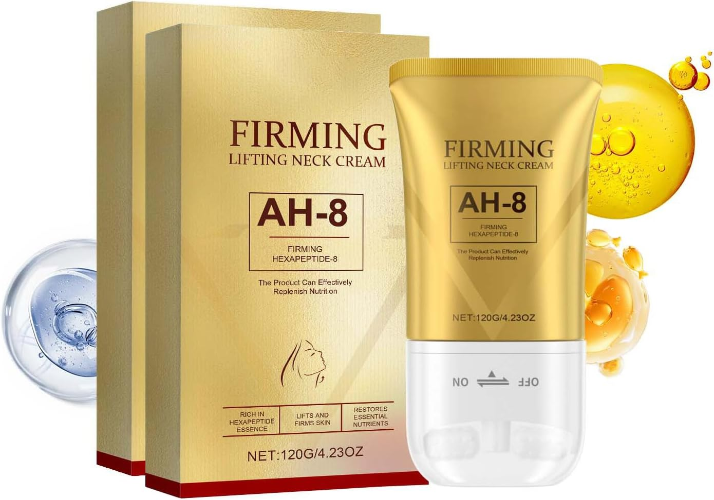 AH-8 Firming Neck Cream, 2-In-1 Guasha Neck Moisturizer with Roller Applicator, for Saggy Skin, Double Chin, Face Lifting (2 Packs) image number 3