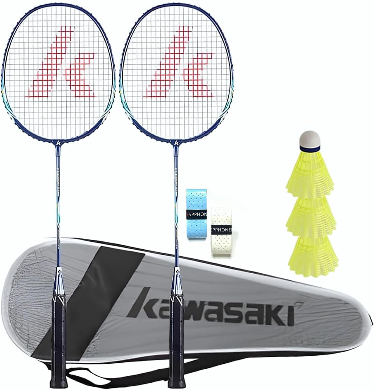 KW 2-Player Durable Badminton Racket Set Badminton Racquets Set with Shuttlecocks a Free Cover