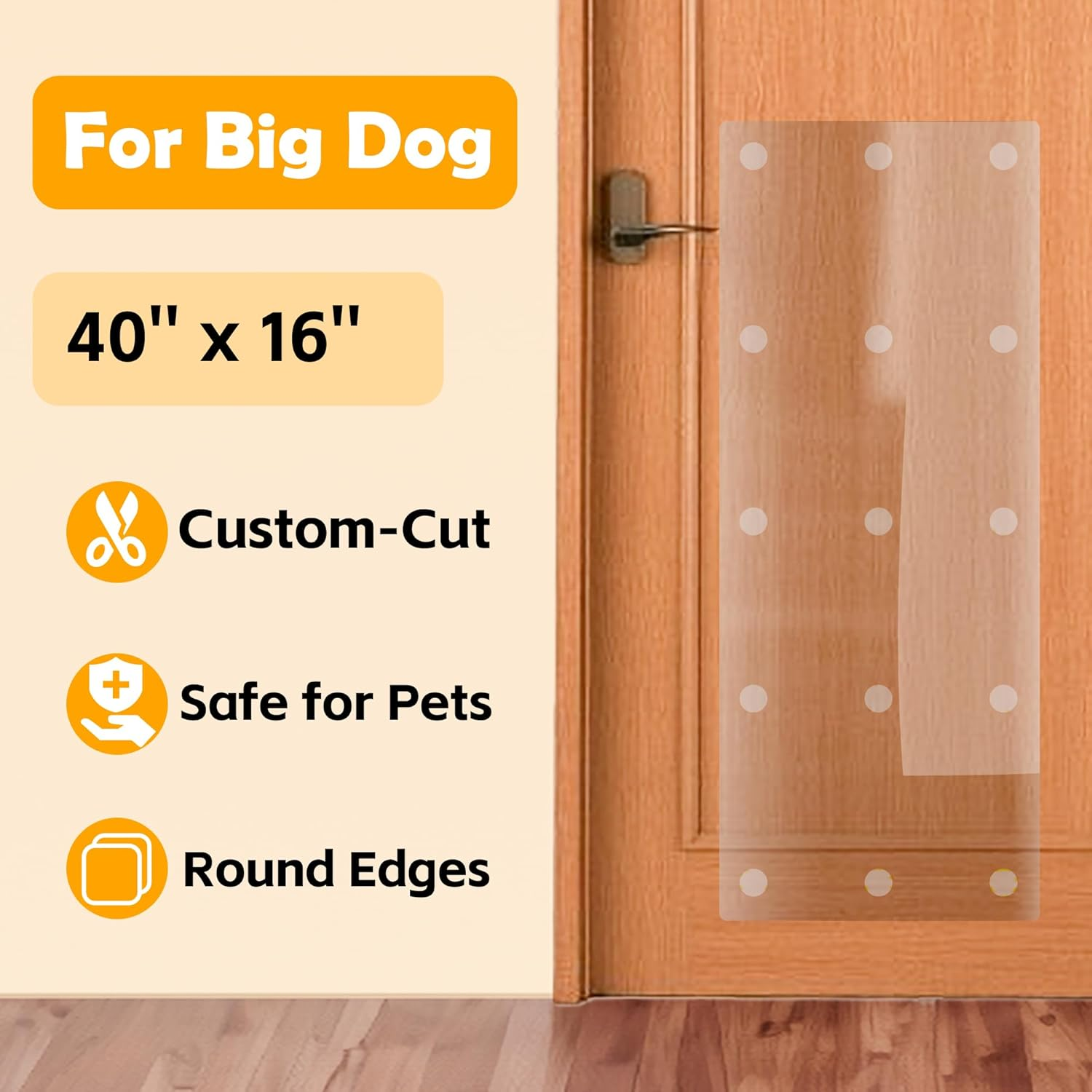 1 Pack 40 X 16 Door Protector from Dog Scratching Cat & Dog Guard, Heavy Duty Custom-Cut Clear PVC anti Scratch on Wall Window Glass Screen & Sliding Doors Furniture Indoor/Outdoor