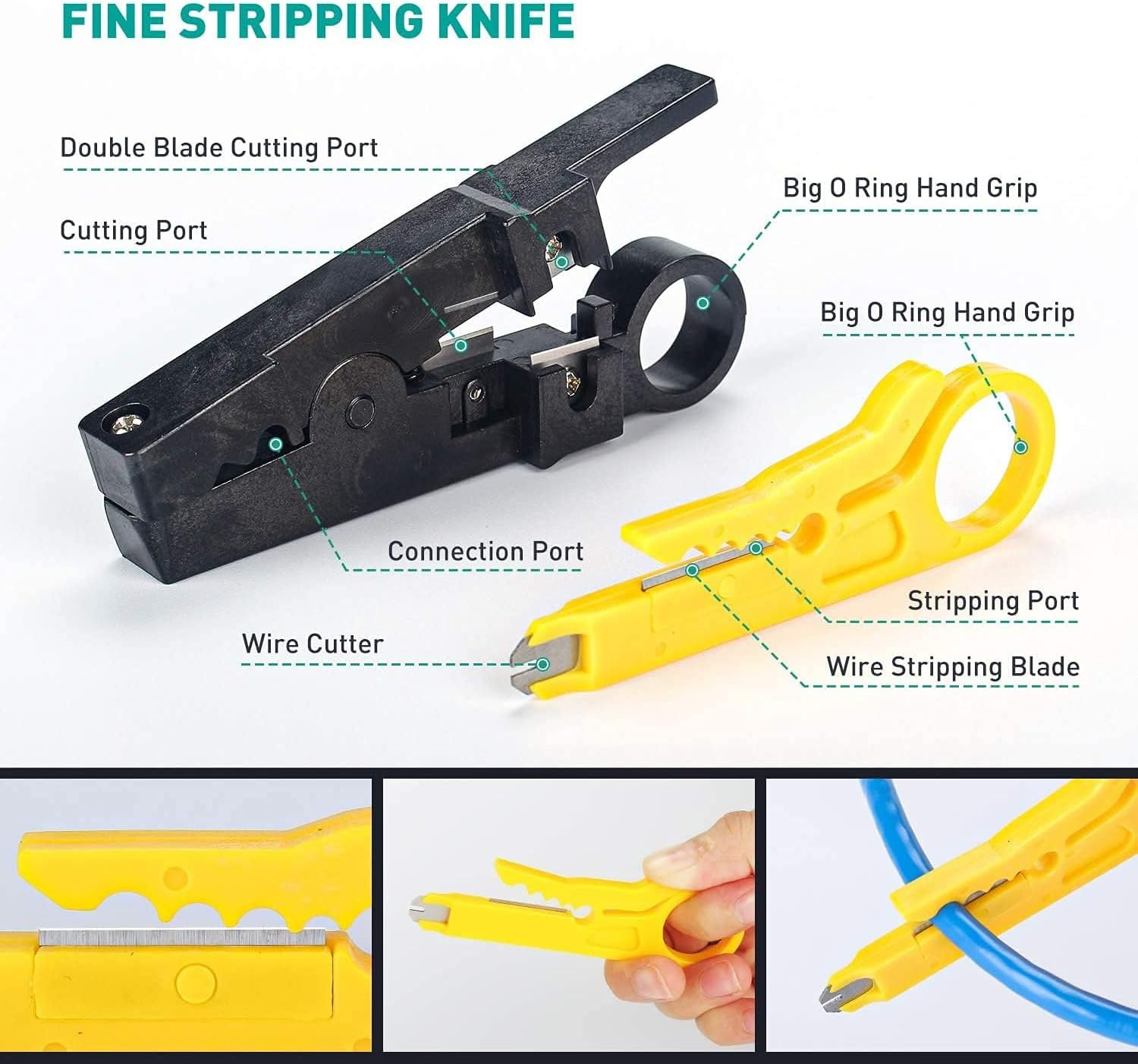 RJ45 Crimping Tool Kit,12-In-1 Professional Repair Kit,Network Repair Tool Set with Wire Stripper,Crimping Pliers,Rj45 Connectors,Ethernet Tester image number 3