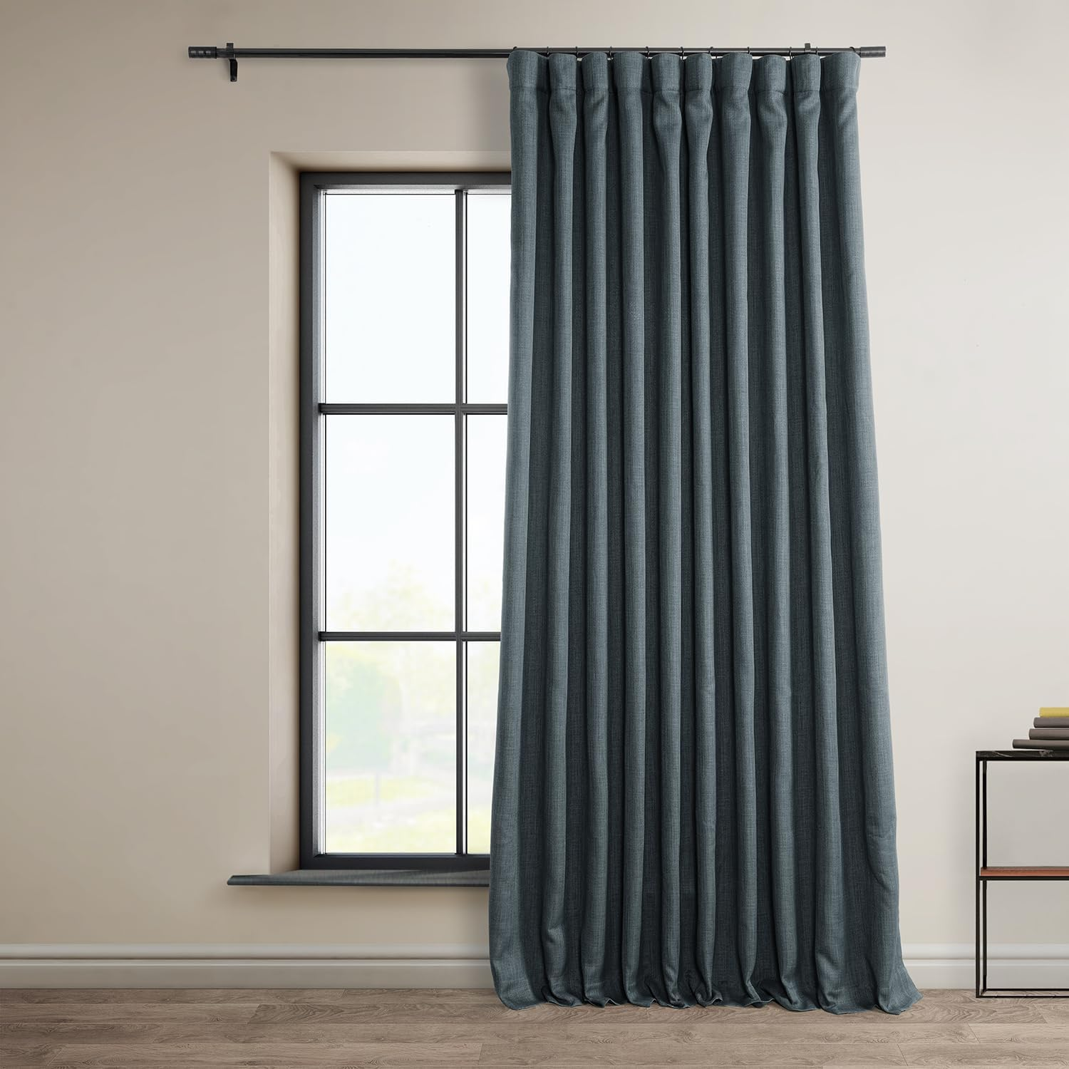 HPD Half Price Drapes Faux Linen Textured Room Darkening Curtains for Bedroom 108 Inches Long (1 Panel), 100W X 108L Extra Wide Curtains for Living Room Home Decor, Reverie Blue image number 5